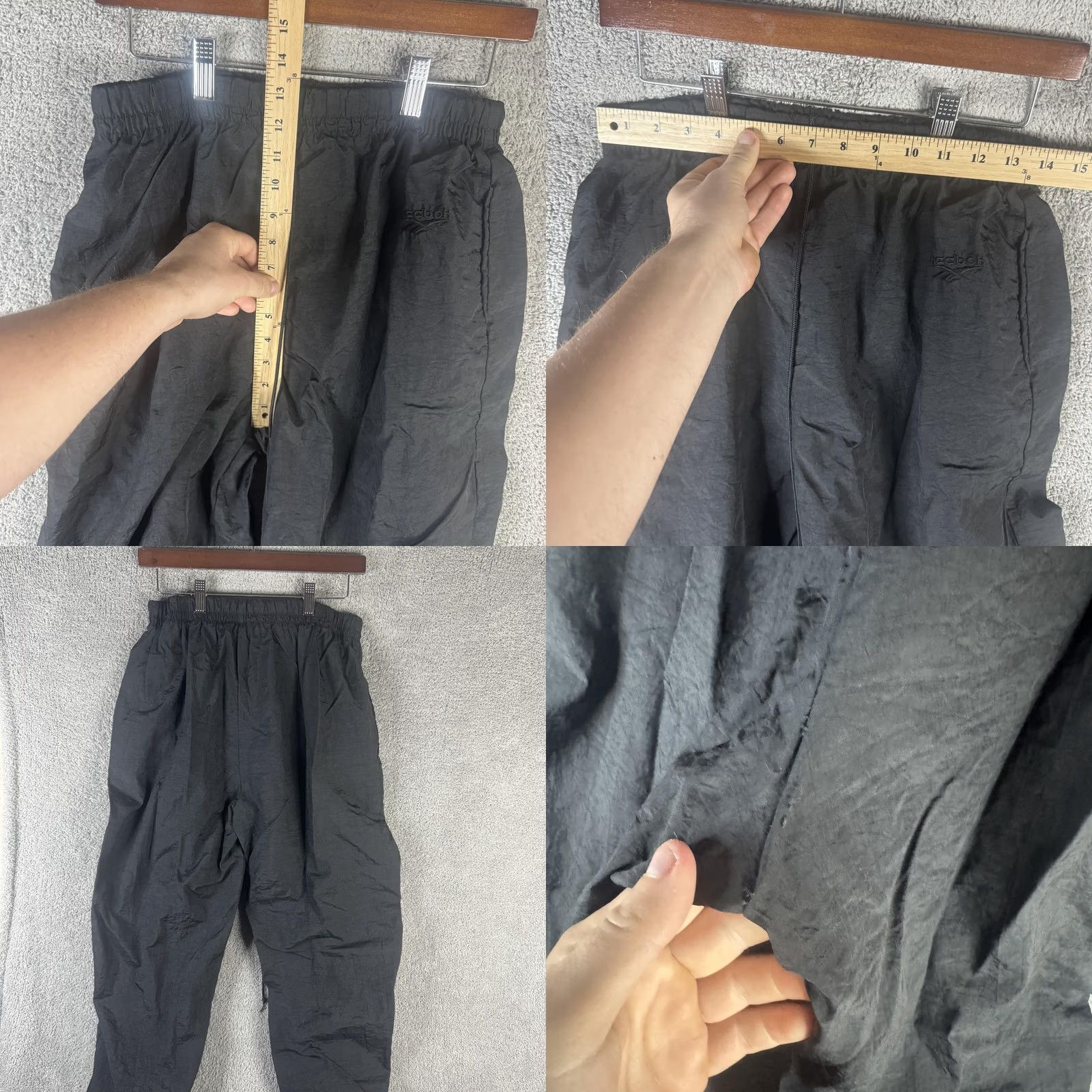 Reebok VINTAGE Reebok Track Pants Mens L Black Woven Lined Ankle Zip 90s Athletic Size US 33 - 8 Thumbnail