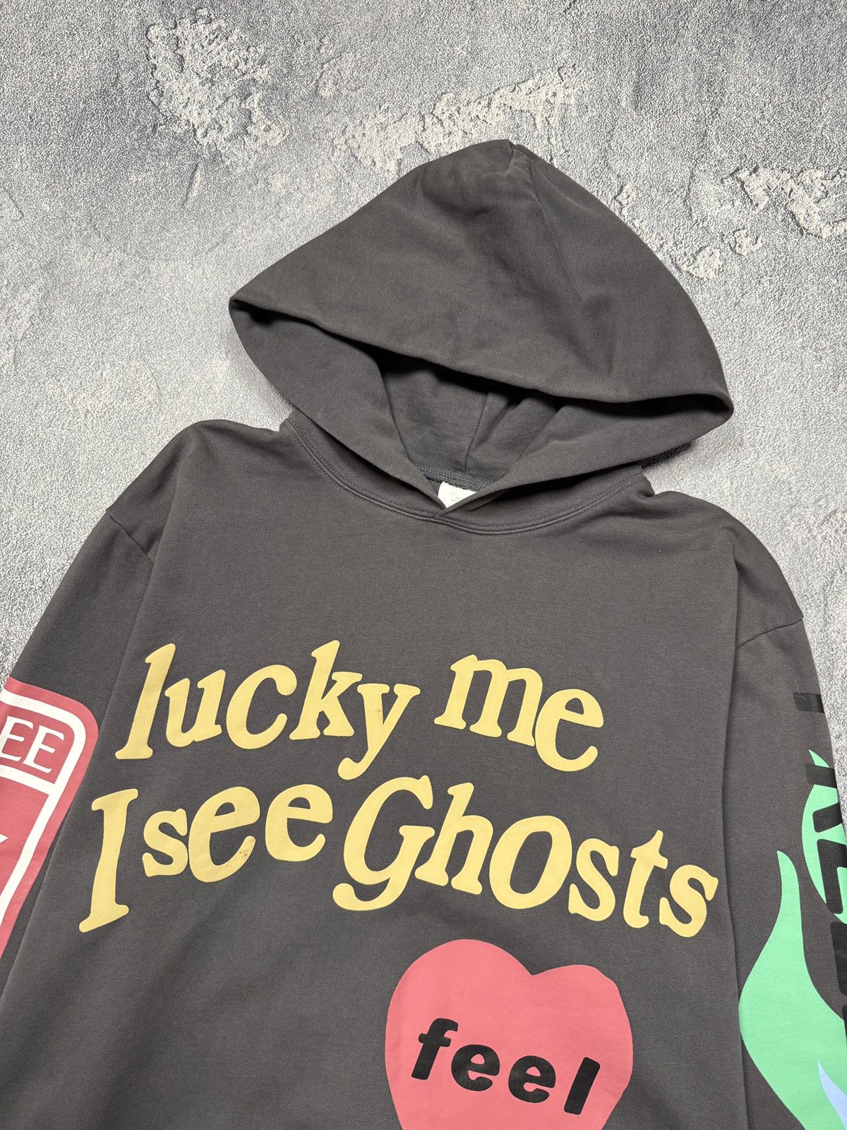 Rap Tees Lucky Me I See Ghosts Faded Smiley Face Rap Hip Hop hoodie Size US M / EU 48-50 / 2 - 2 Thumbnail