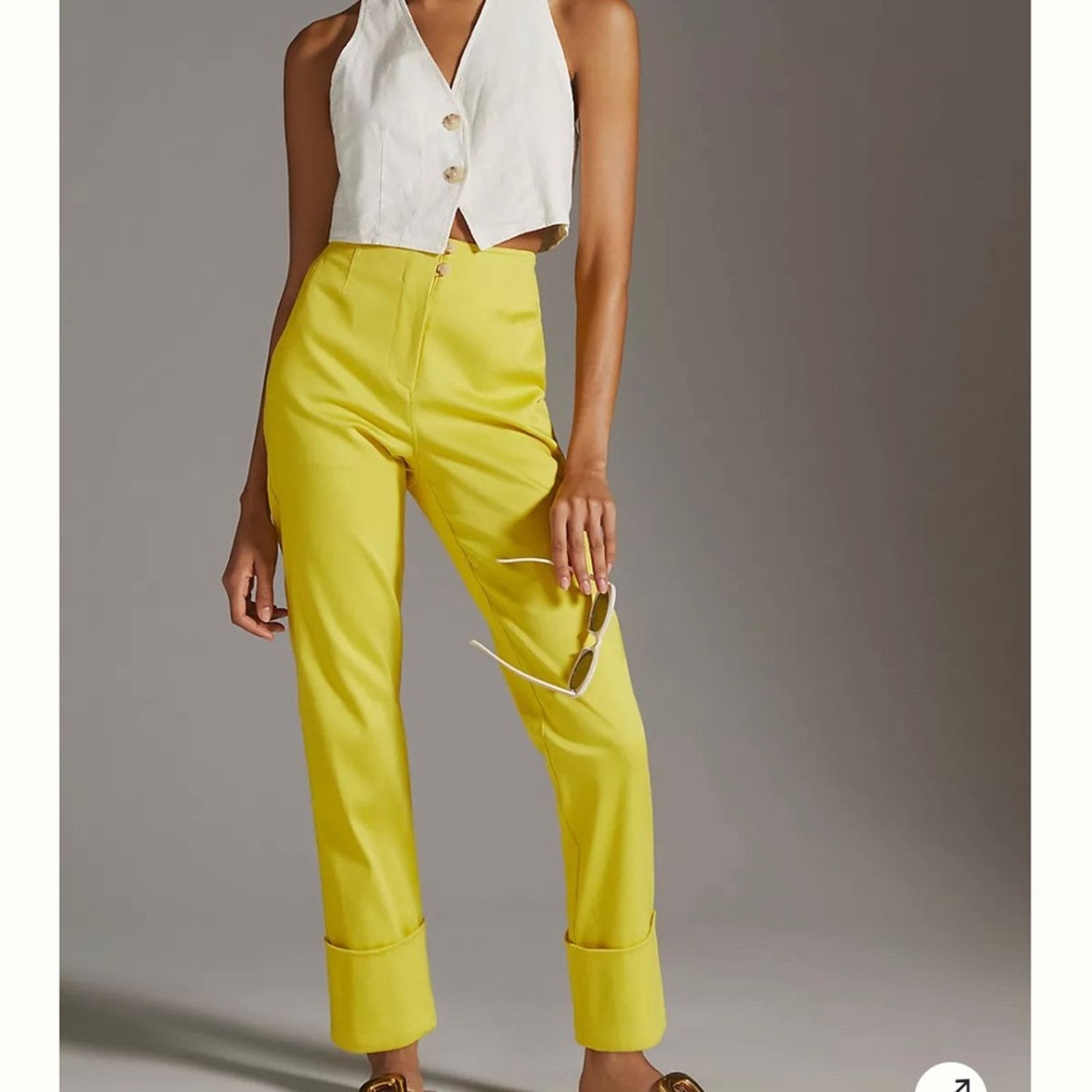 Anthropologie Maeve Anthropologie Cigarette Capri Pants NWT yellow 2P Size 26" / US 2 / IT 38 - 2 Thumbnail
