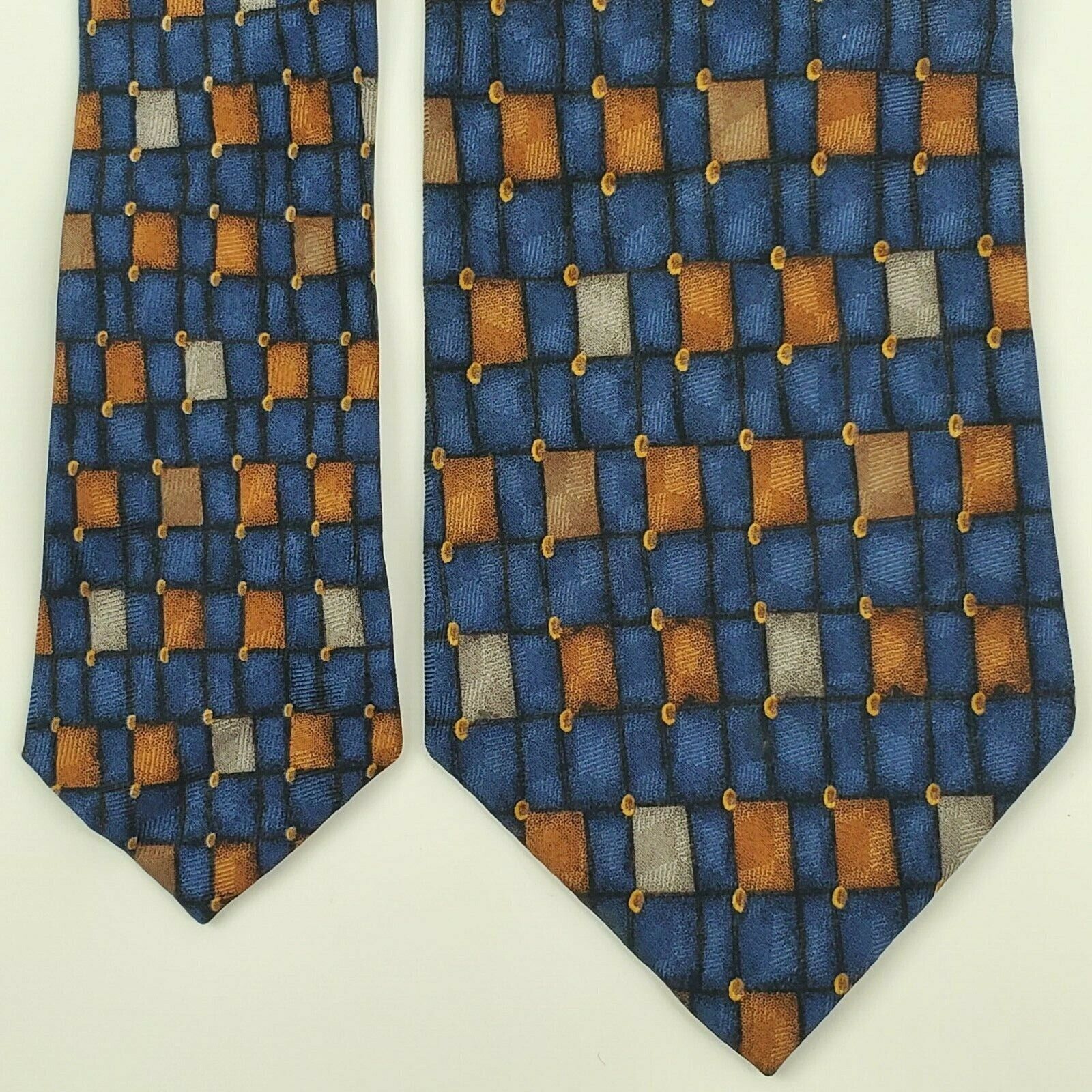 Vintage JZ Richards Blue Geometric Silk Tie Wide Size ONE SIZE - 1 Thumbnail