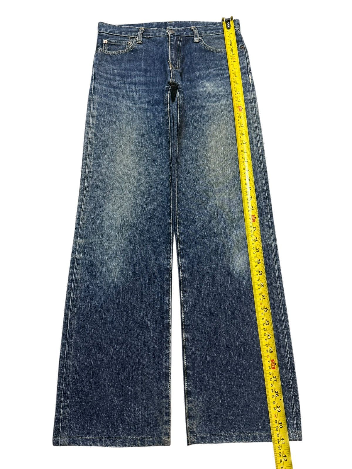 Uniqlo Vintage Y2K Uniqlo Blue Faded Wash Whisker Straight Loose Size US 30 / EU 46 - 9 Thumbnail