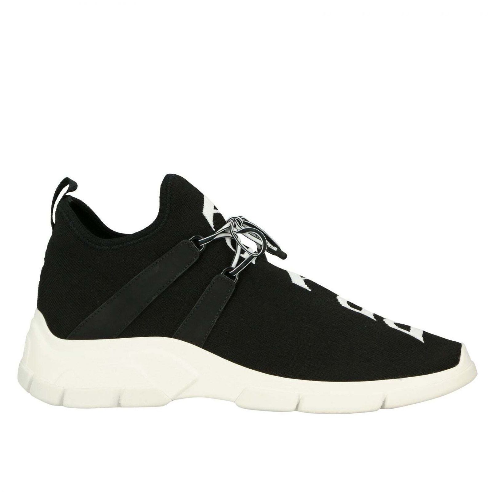 Prada Prada Mens XY Logo Sock Black White Knit Flat Trainer Size US 9 / EU 42 - 1 Thumbnail
