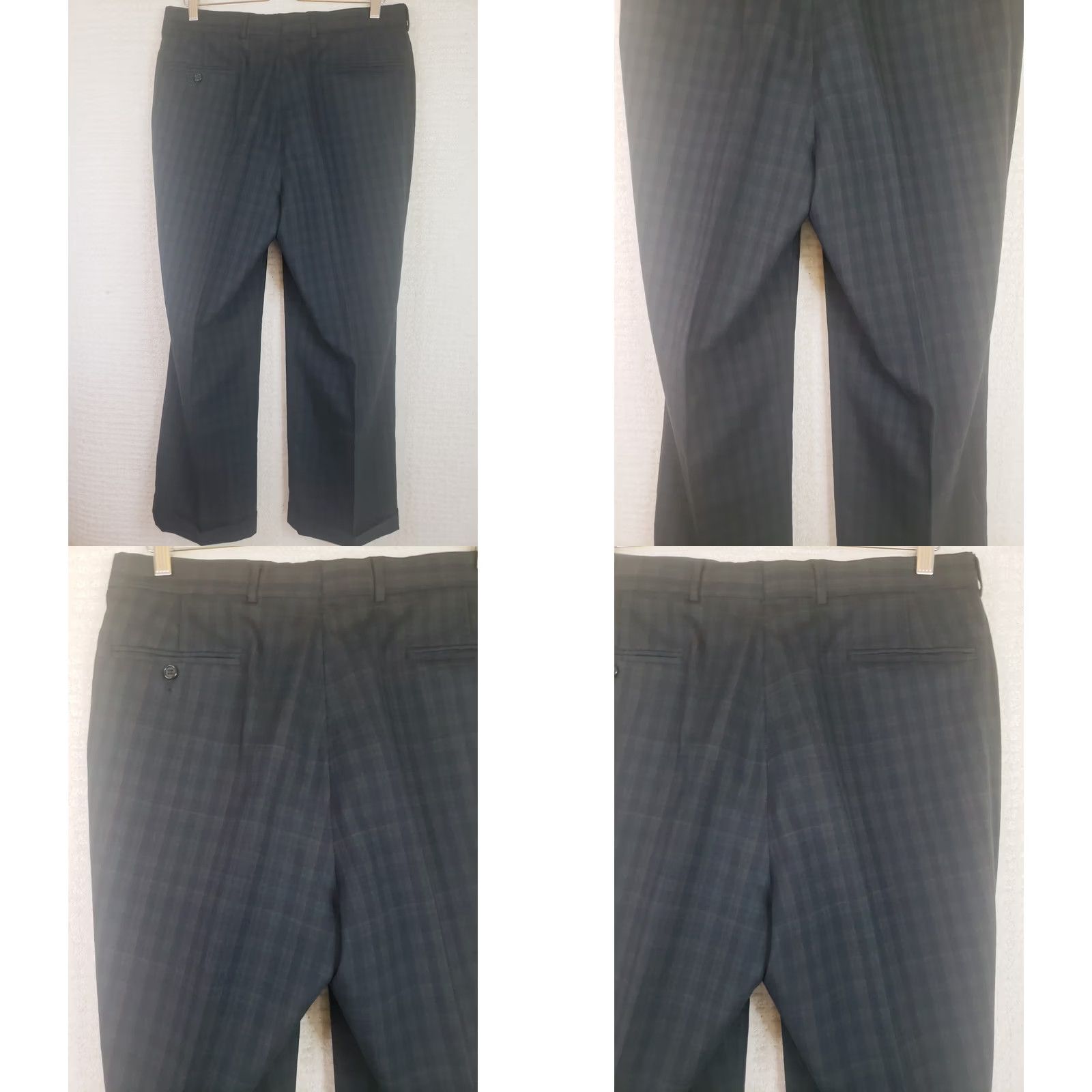 Vintage Mens Corbin Scottish Tartans Pants Green Blue Plaid Wool Casual Flat Front Straight Leg 32X27.5" Size US 32 / EU 48 - 9 Thumbnail
