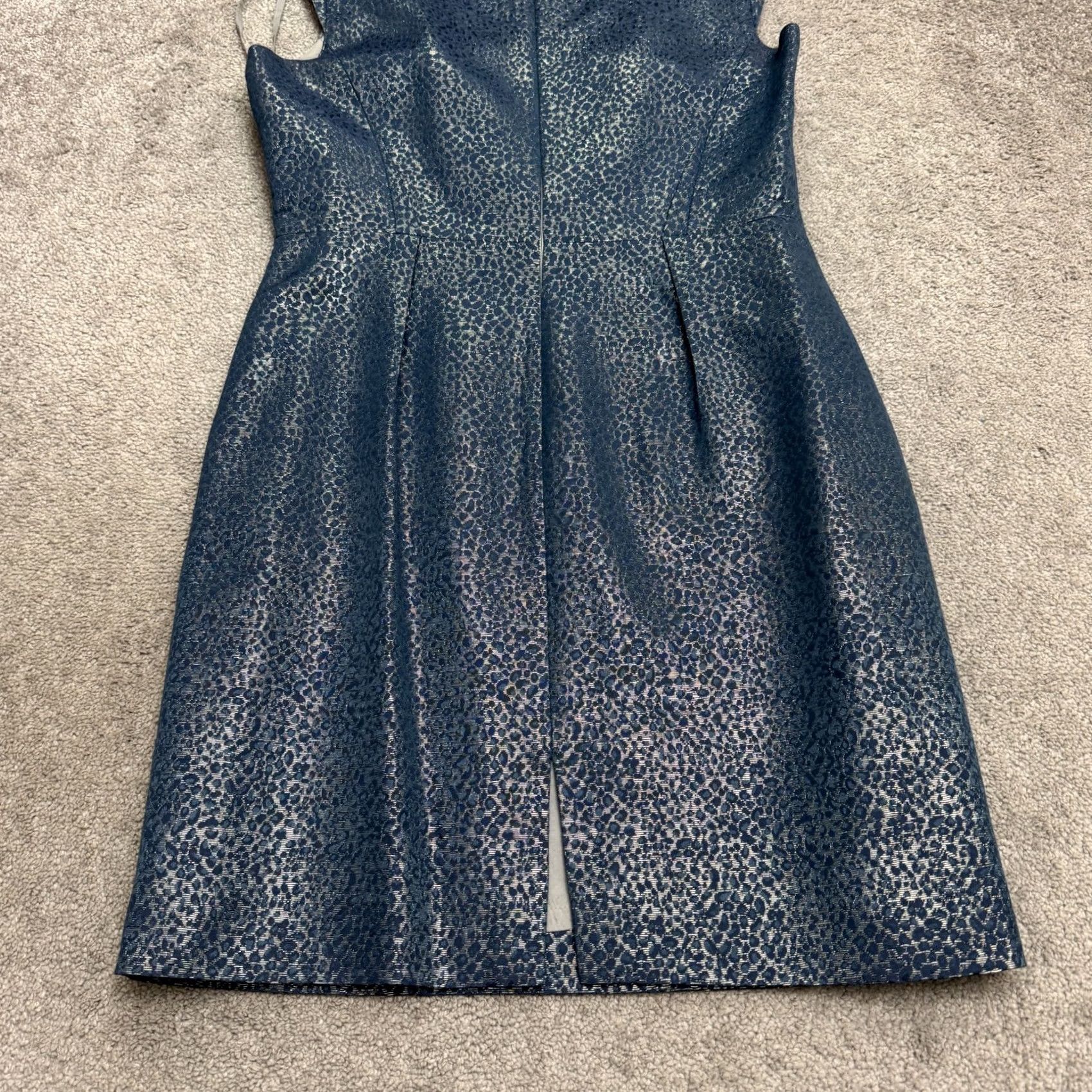Vintage Tahari Arthur S Levine Sheath Dress Womens 10P Blue Beaded Sleeveless Meattlic Size S / US 4 / IT 40 - 4 Thumbnail