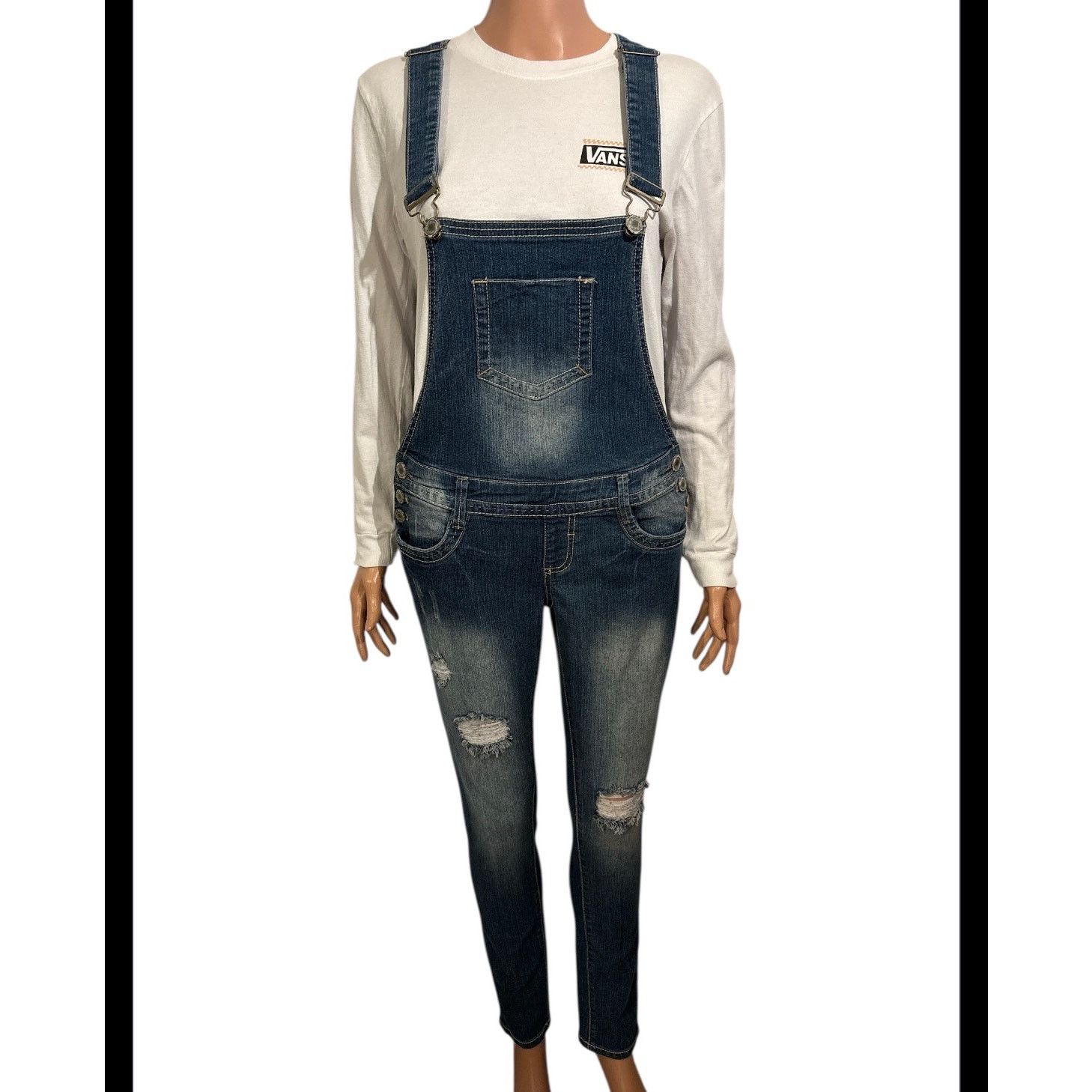 Almost Famous Almost Famous Blue Denim Overalls Juniors Size Small Size 27" / US 4 / IT 40 - 2 Thumbnail