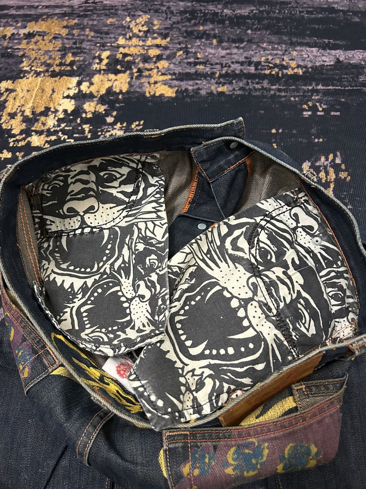 Ed Hardy 2008 Ed Hardy Skull Pocket Back Jeans Size US 38 / EU 54 - 13 Thumbnail