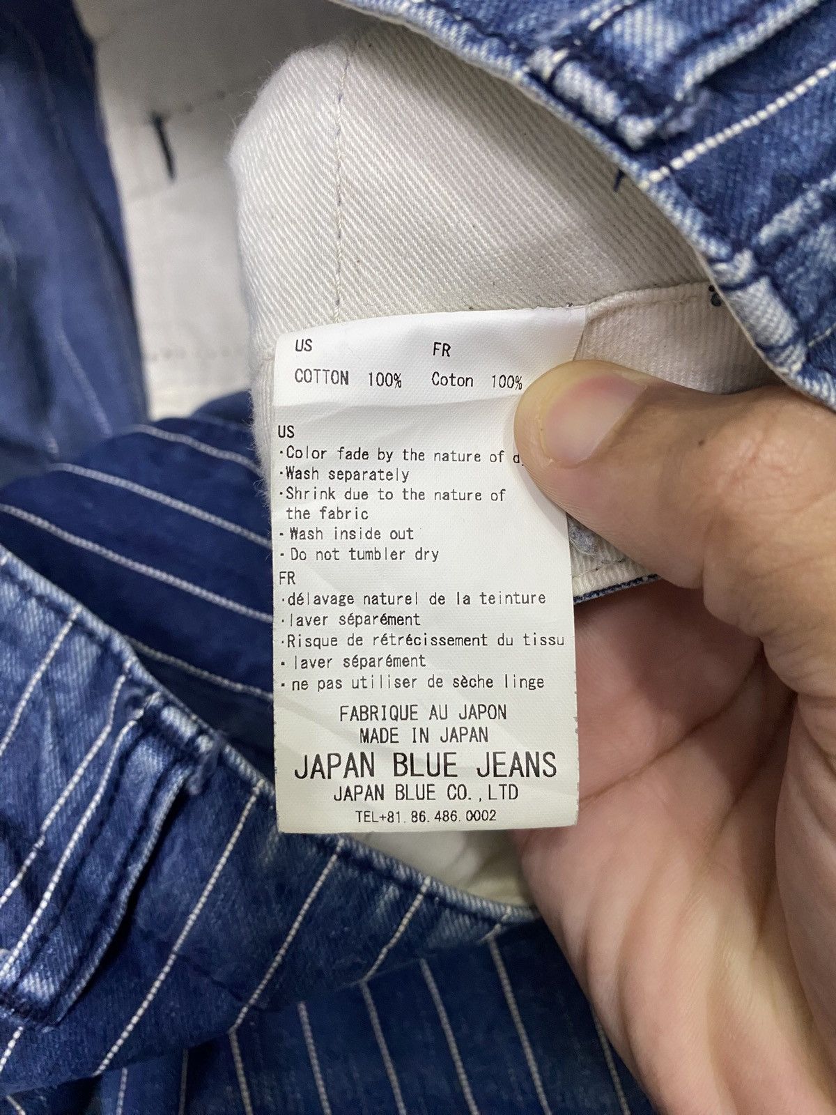 Japan Blue 🔥VINTAGE JAPAN BLUE BAGGY STRIPED BAGGY LOOSE PANTS Size US 35 - 9 Thumbnail