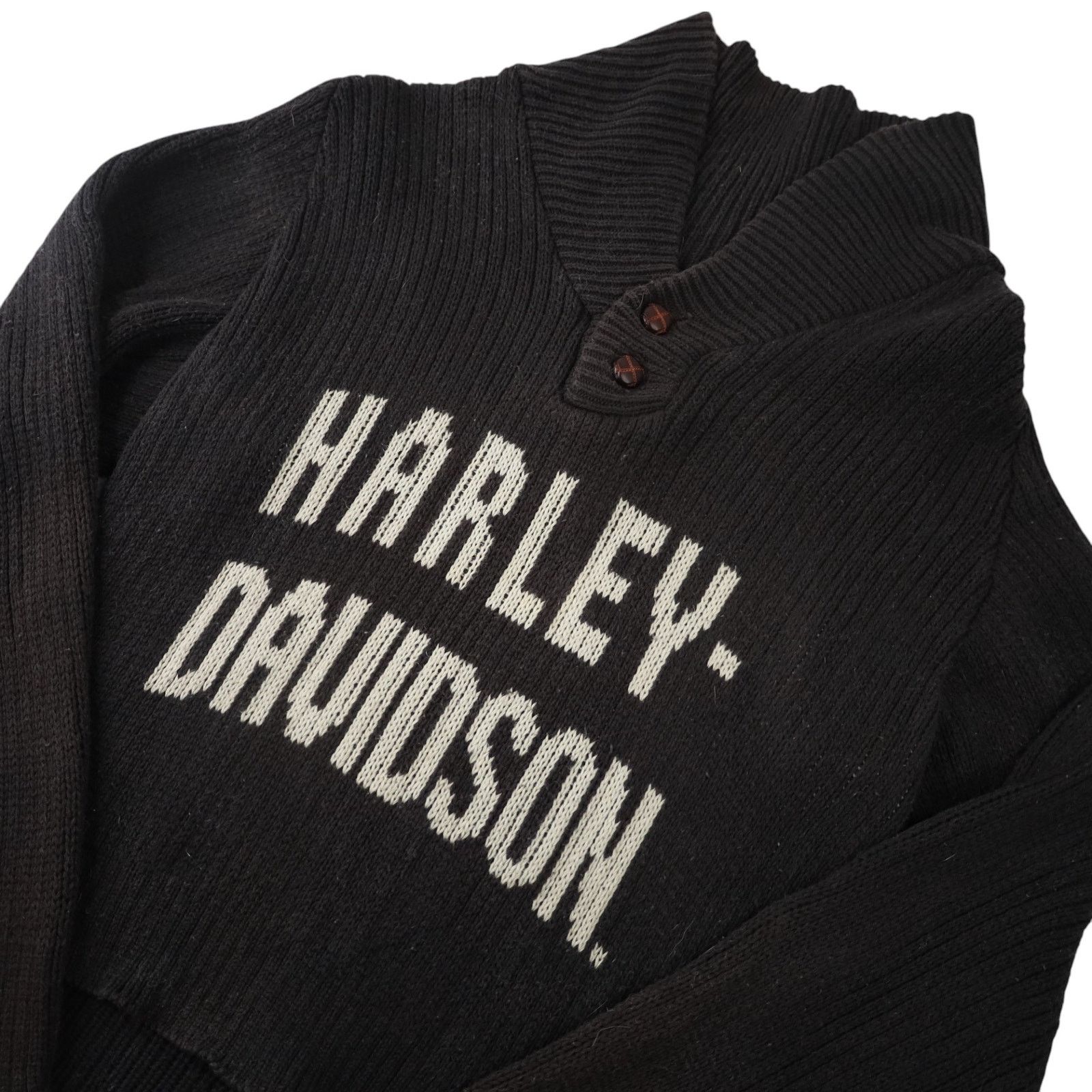 Harley Davidson × Vintage Vintage Harley Davidson Knit Spellout Cowl Sweater Size M / US 6-8 / IT 42-44 - 2 Thumbnail