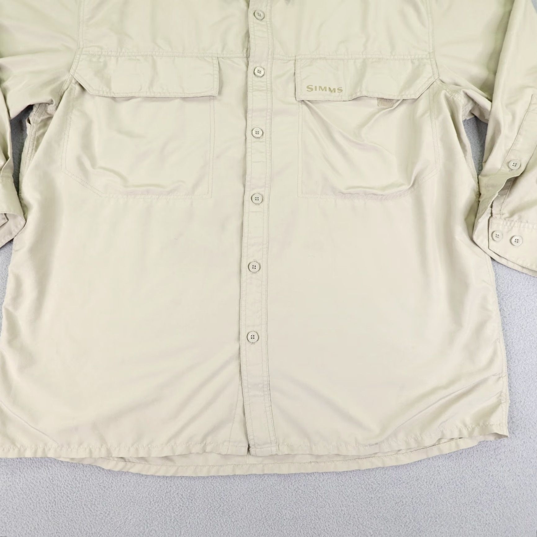 Vintage SIMMS Shirt Mens Large Khaki Beige Tan Fishing Button-Up Outdoor Vented Camping Size US L / EU 52-54 / 3 - 4 Thumbnail