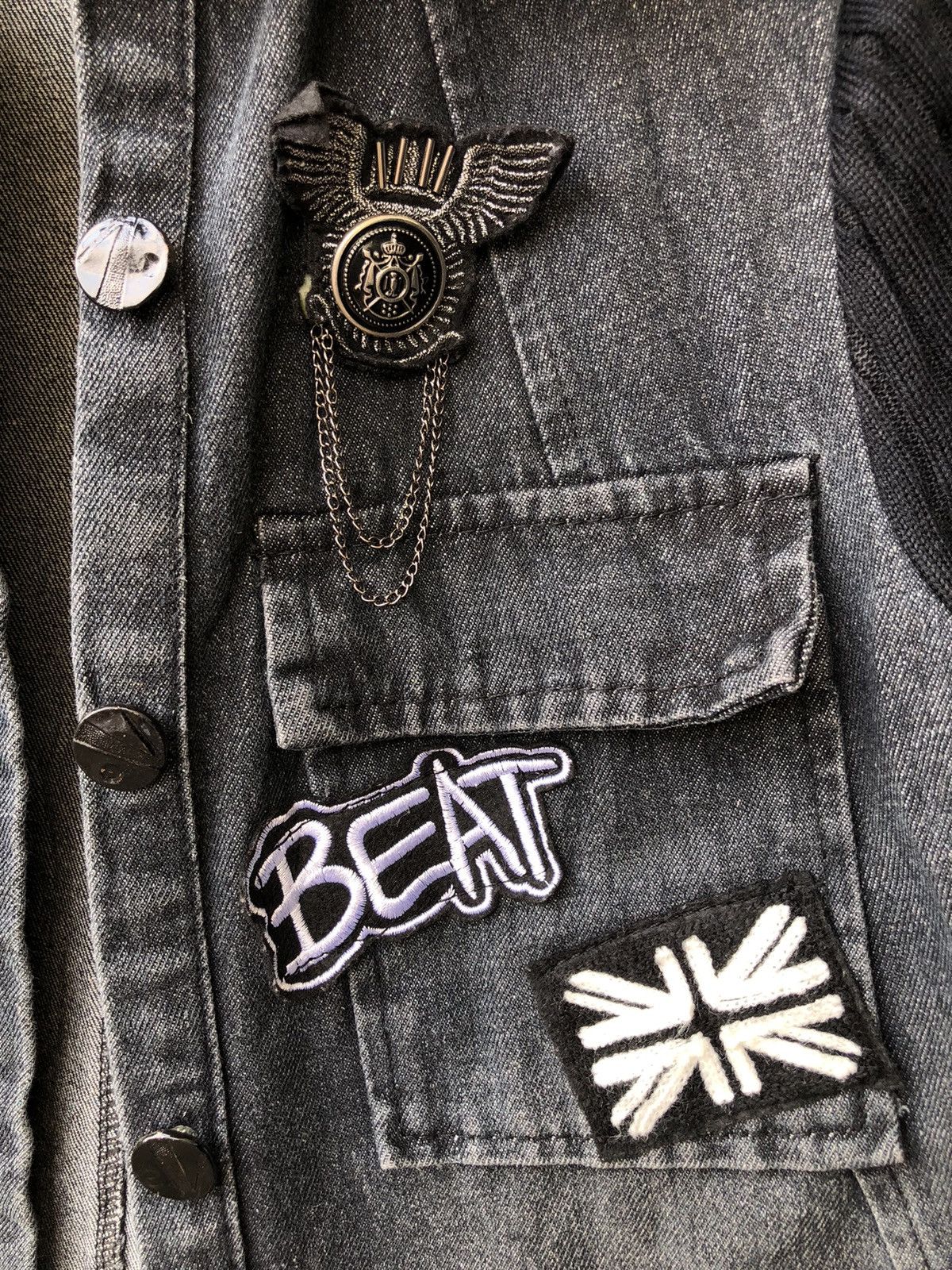 Japanese Brand Shirt Denim British Patch Pin Studed Knit Longsleeve Style Size US M / EU 48-50 / 2 - 7 Thumbnail