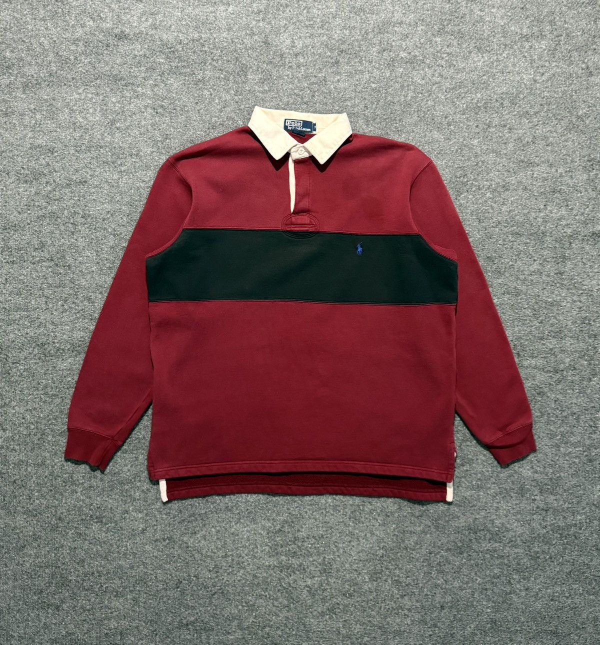 Polo Ralph Lauren Vintage Polo Ralph Lauren Fleece Rugby Shirt Maroon & Black Size US M / EU 48-50 / 2 - 1 Thumbnail