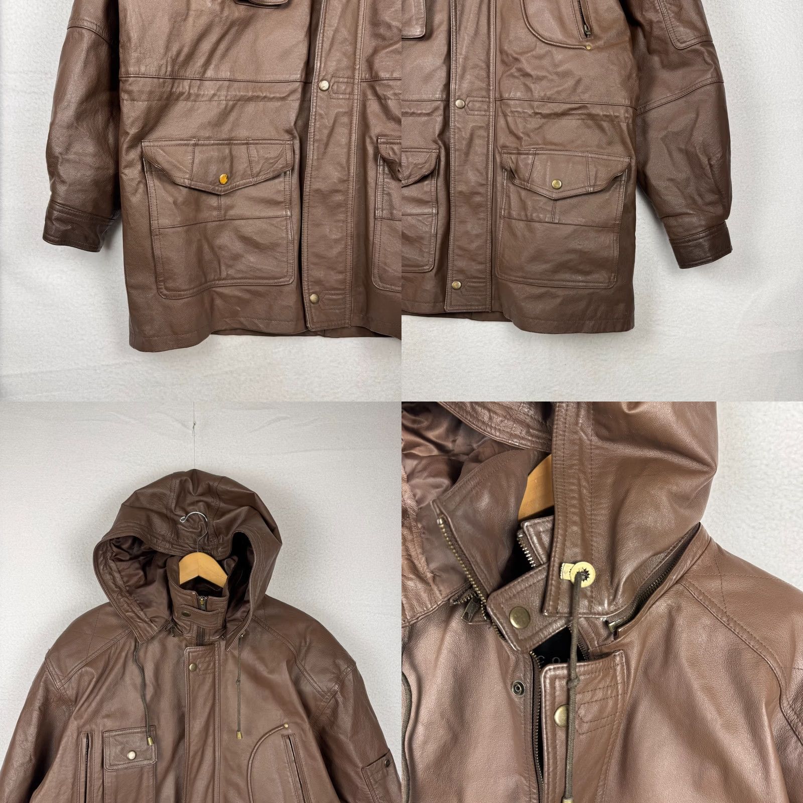Vintage VINTAGE CONTEXT Men's Parka Coat Jacket Hooded Leather Brown 90s Heavy Long Zipper Mens M Brown 90s Theme Holiday Winter Fall Spring Regular Hooded Size US M / EU 48-50 / 2 - 8 Thumbnail