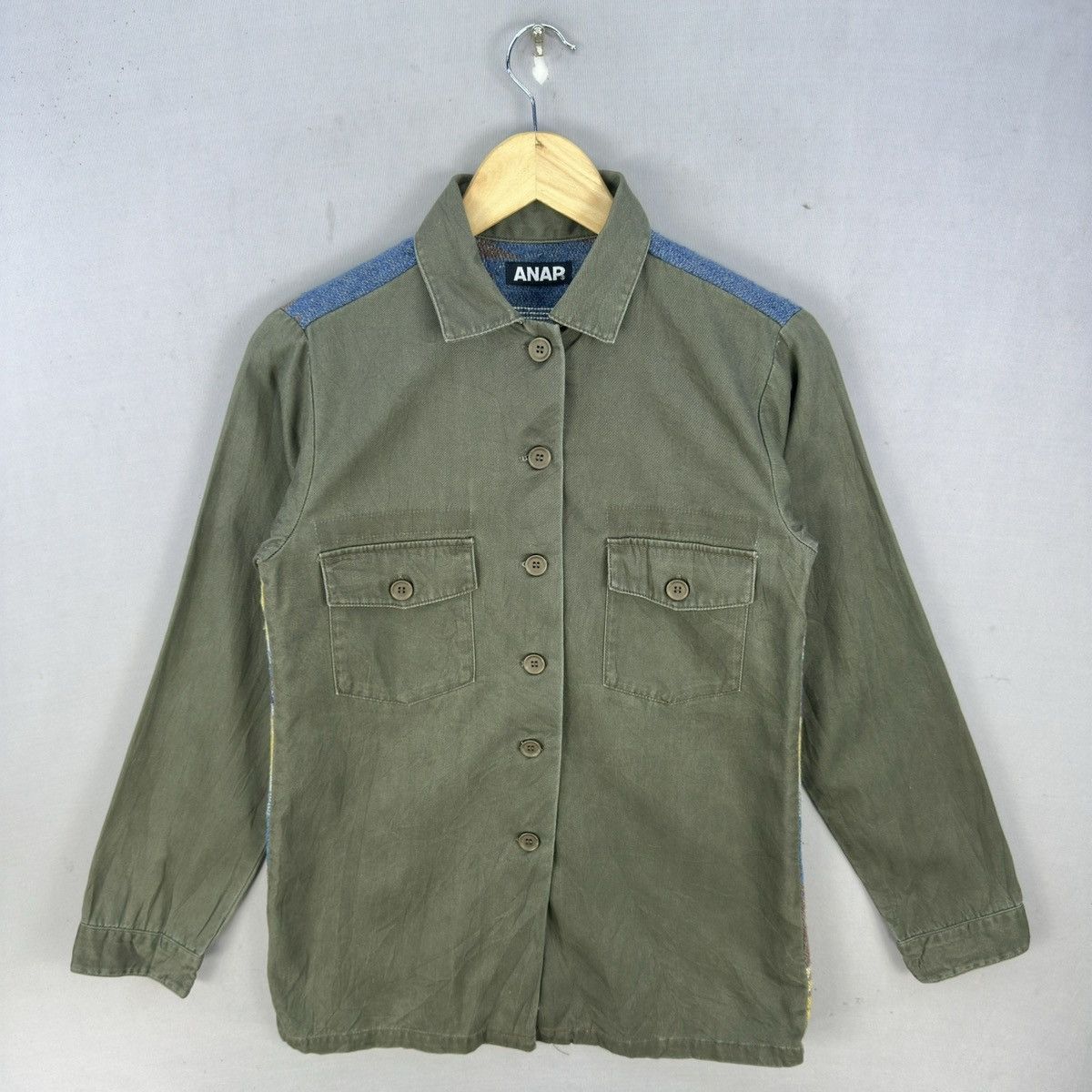 Japanese Brand Vintage 2000s Anap Army Navajo Hybrid Button Up Shirt Size US XS / EU 42 / 0 - 1 Thumbnail