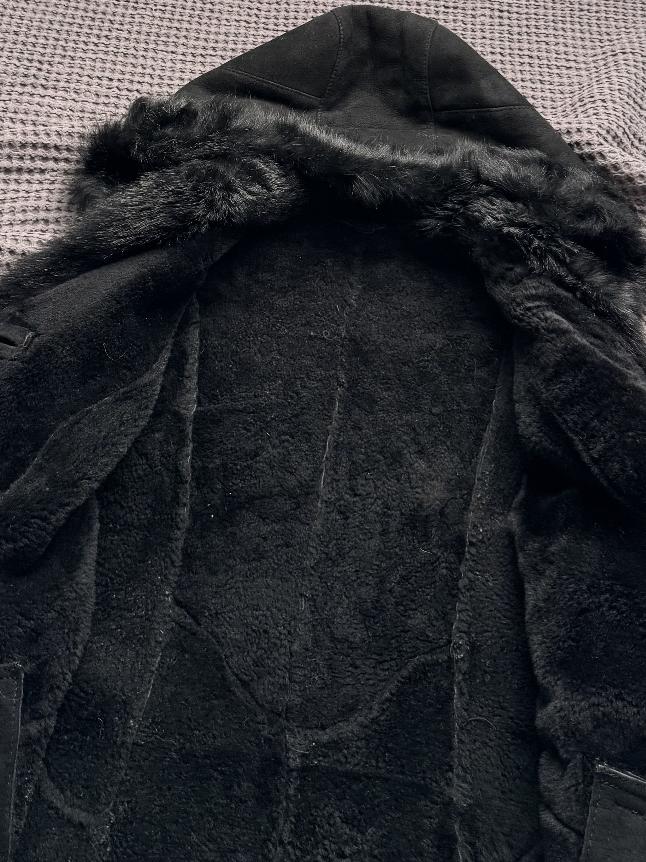 Vintage Vintage Genuine Shearling Sheepskin Coat Black Hooded Jacket Size L / US 10 / IT 46 - 10 Thumbnail