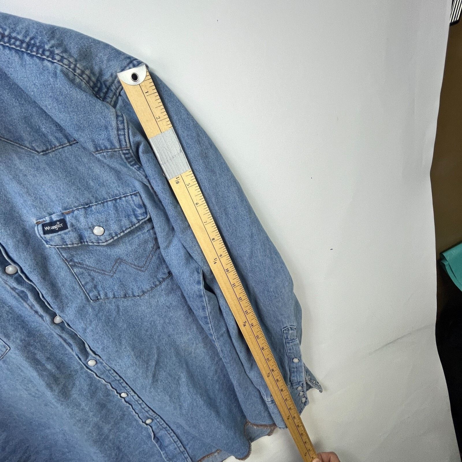 Vintage × Wrangler Vintage 90s Wrangler Pearl Snap Button Long Denim Large Size US L / EU 52-54 / 3 - 9 Thumbnail