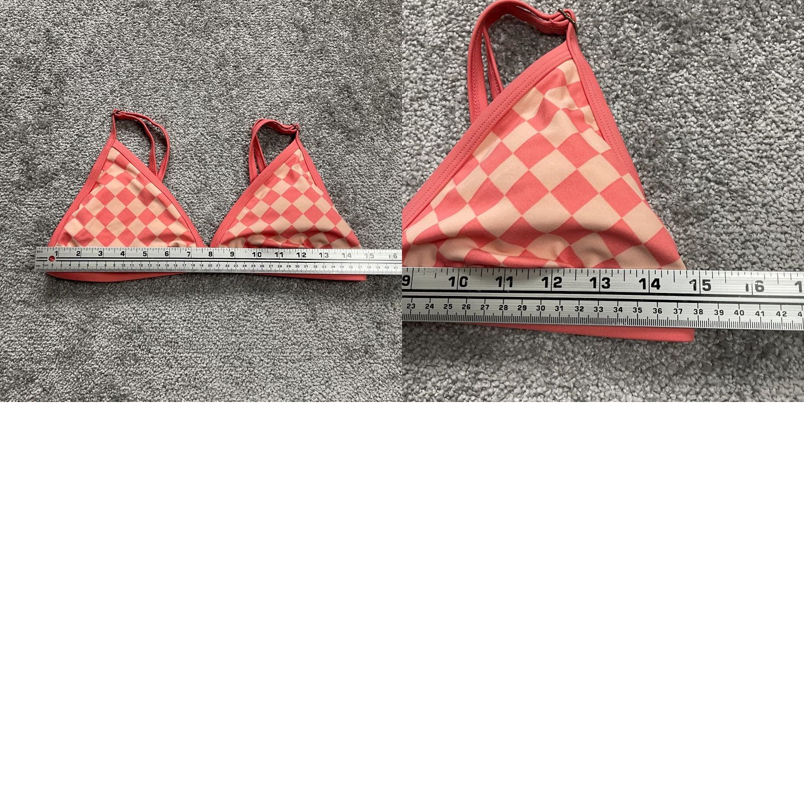 Vintage VINTAGE Kona Sol Women's Bikini Top M Peach Checkered Summer Beach Women Size M / US 6-8 / IT 42-44 - 8 Thumbnail