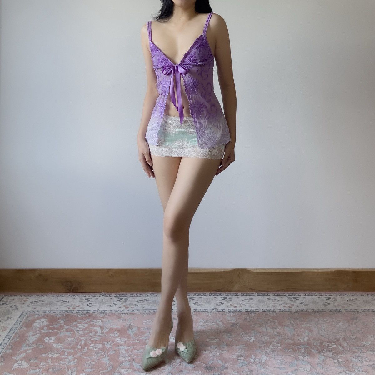 Vintage Vintage Y2K Lavender Ombre Mesh Embroidered Camisole (S–M) Size M / US 6-8 / IT 42-44 - 2 Thumbnail