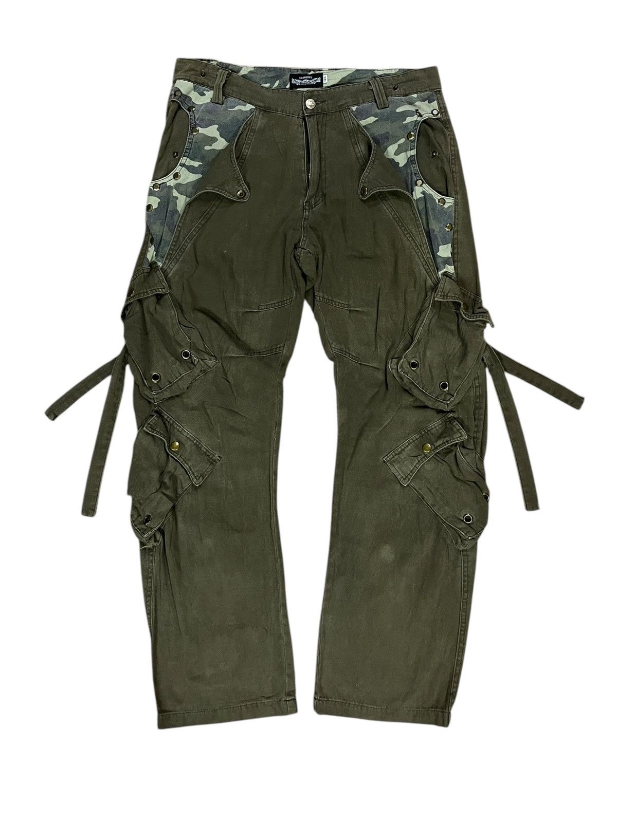 Japanese Brand Vintage Studded Cargo Bondage Military Green Size US 34 / EU 50 - 1 Thumbnail
