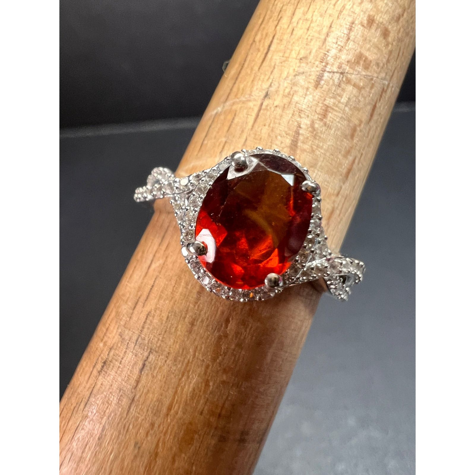 Other NEW Hessonite garnet and zircon ring in 925 silver size 7 Size ONE SIZE - 7 Thumbnail
