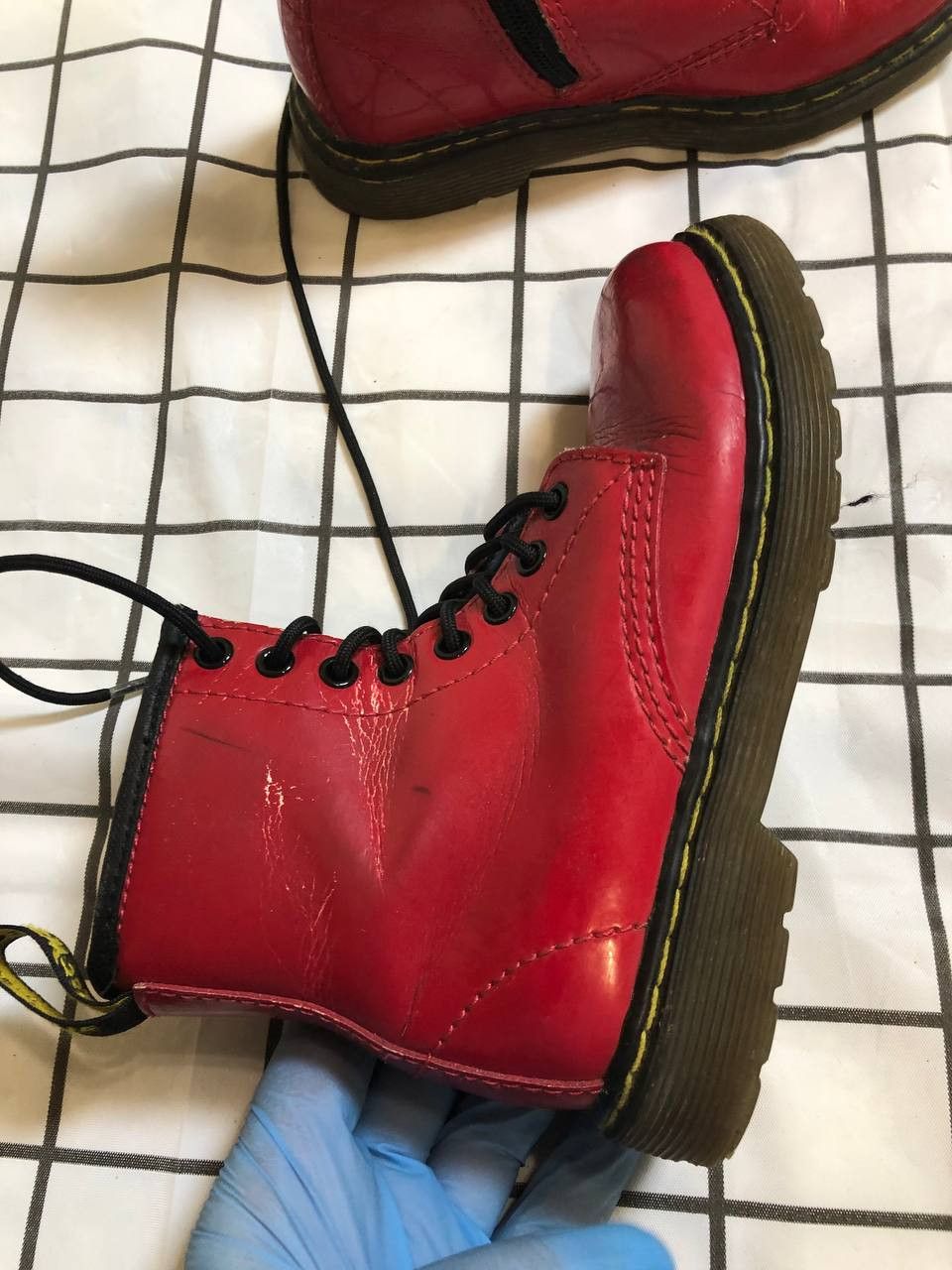 Dr. Martens Dr Martens Brooklee Red Patent Zip And Lace Boots Size US 4 / IT 34 - 6 Thumbnail