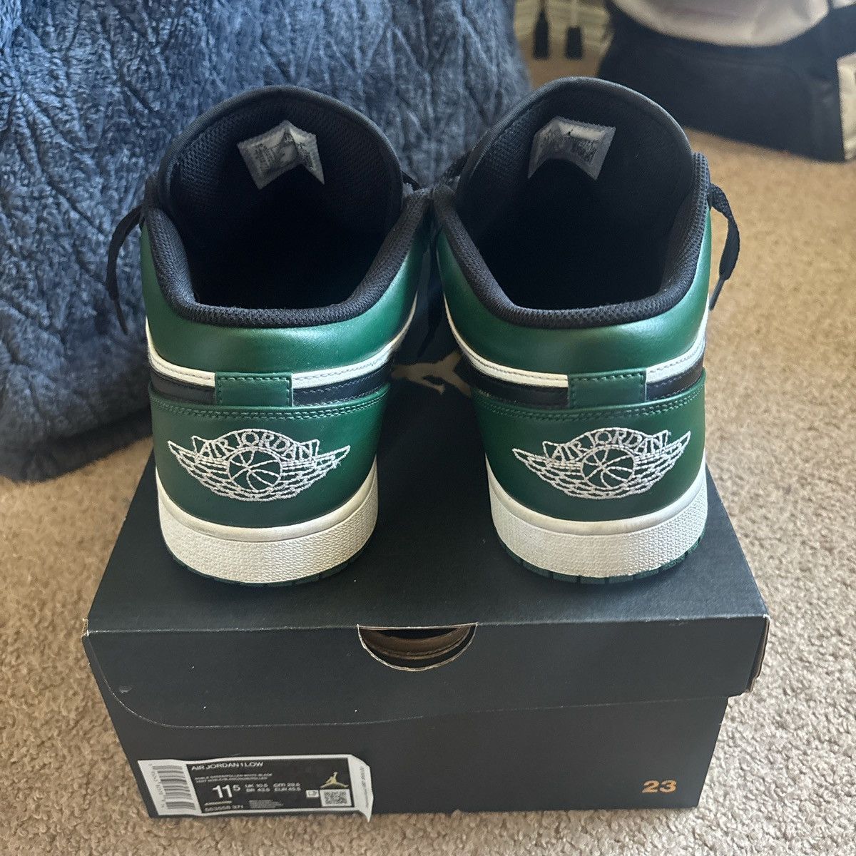 Nike Jordan 1 Low Green Toe Size US 11.5 / EU 44-45 - 4 Thumbnail