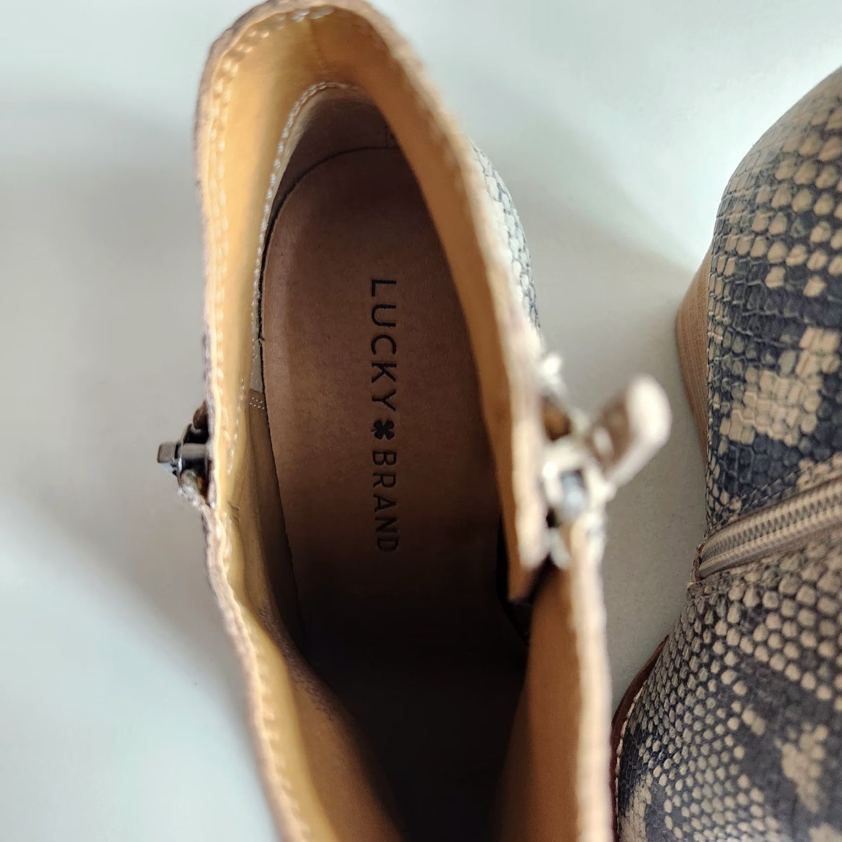 Lucky Brand Lucky Brand Women Boots |6.5| Yewani Leather Snake Print Wedge Ankle Booties Size US 7 / IT 37 - 6 Thumbnail