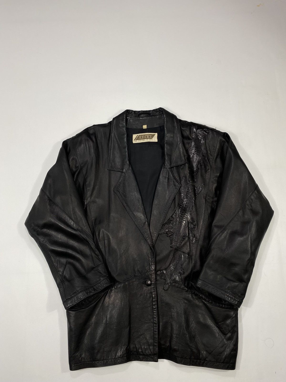 Vintage LASTDROP🔥 Vintage 80s 90s Oversized Leather Crocodile Jacket Size XXL / US 16-18 / IT 52-54 - 5 Thumbnail
