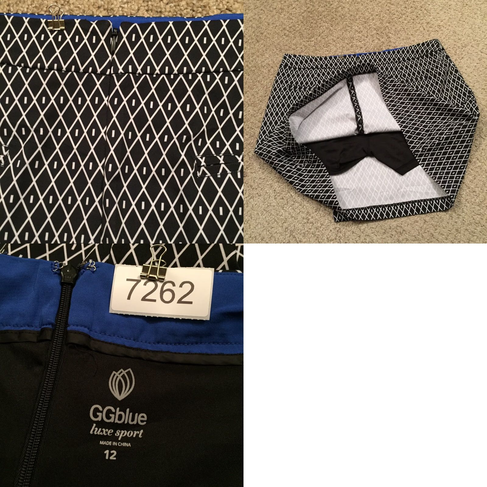 Vintage GG Blue Skort Size 12 Black Geometric A-Line Tennis Size ONE SIZE - 8 Thumbnail