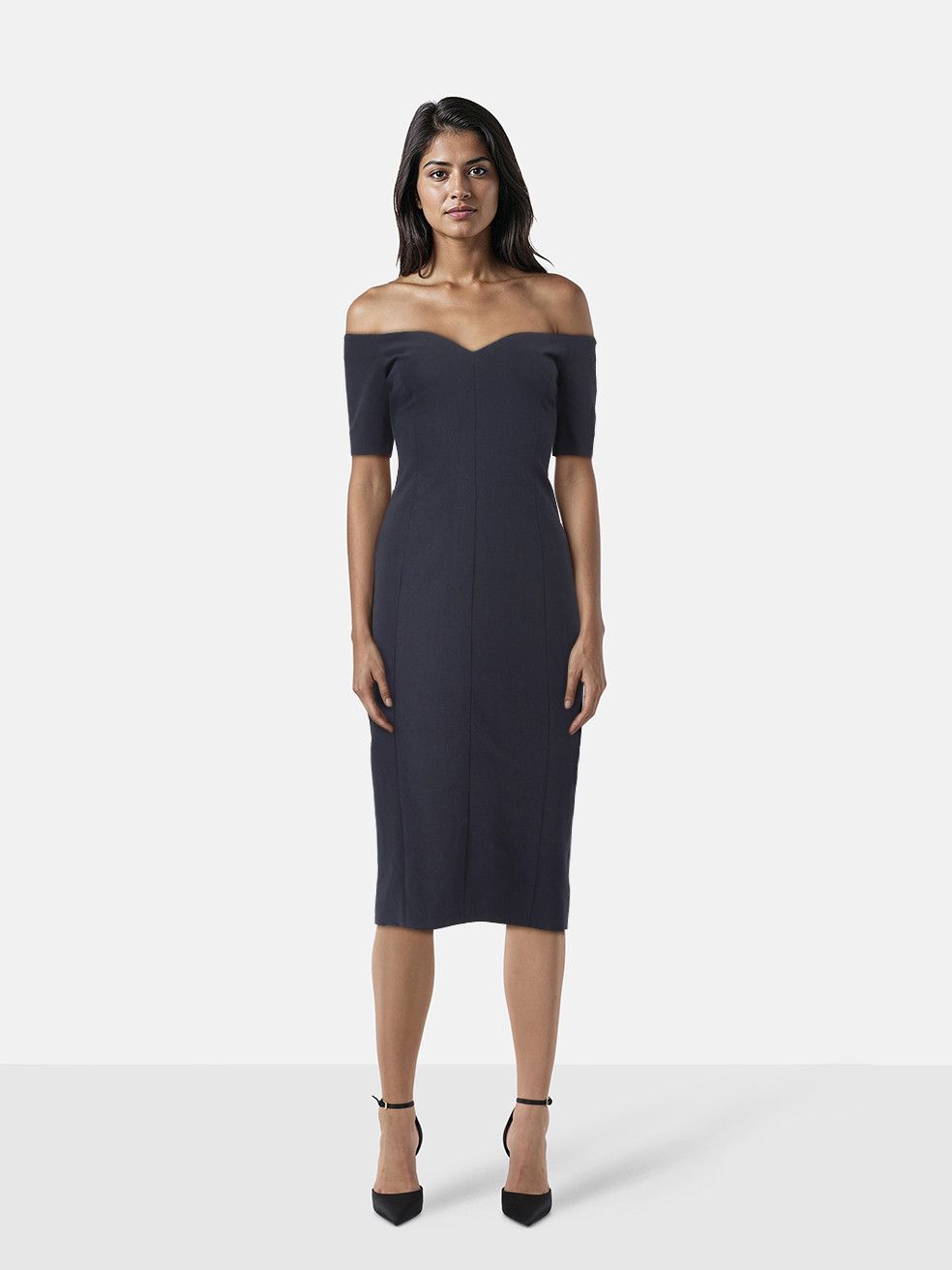 Cinq a Sept Navy Off The Shoulder Dress Size XS / US 0-2 / IT 36-38 - 1 Thumbnail