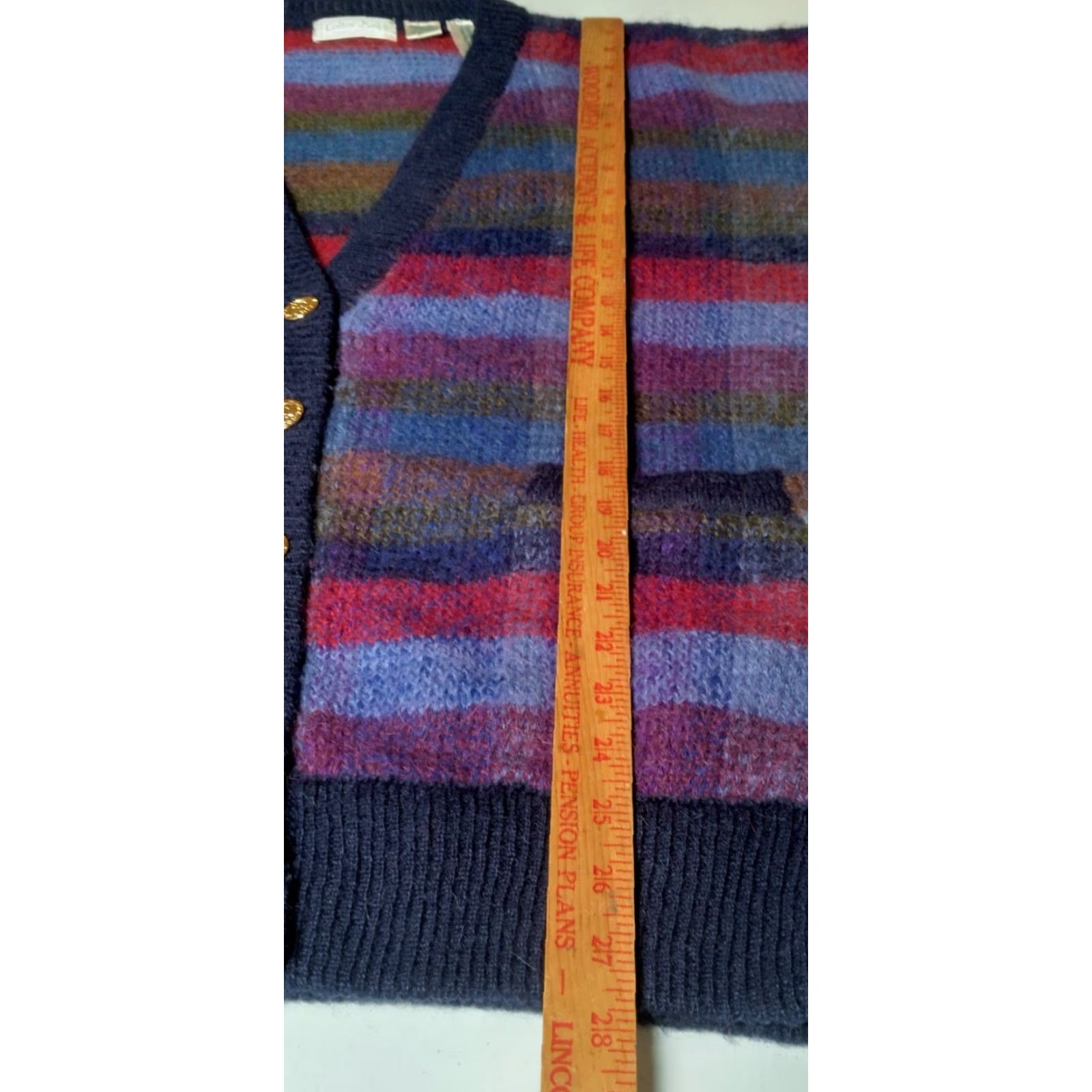 Vintage VINTAGE Colter Bay International Women's Cardigan Sweater M Long Sleeve Knit Striped Mohair Blend Fall Winter Casual Size M / US 6-8 / IT 42-44 - 6 Thumbnail