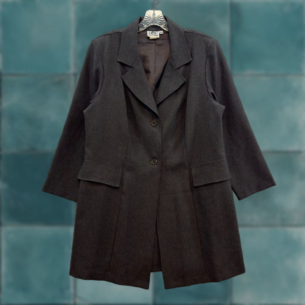 Undercover VINTAGE 90s Long Blazer Coat Jacket 16W Womens Brown Lightweight Longline Over & Under Blazer Size XXL / US 16-18 / IT 52-54 - 1 Thumbnail