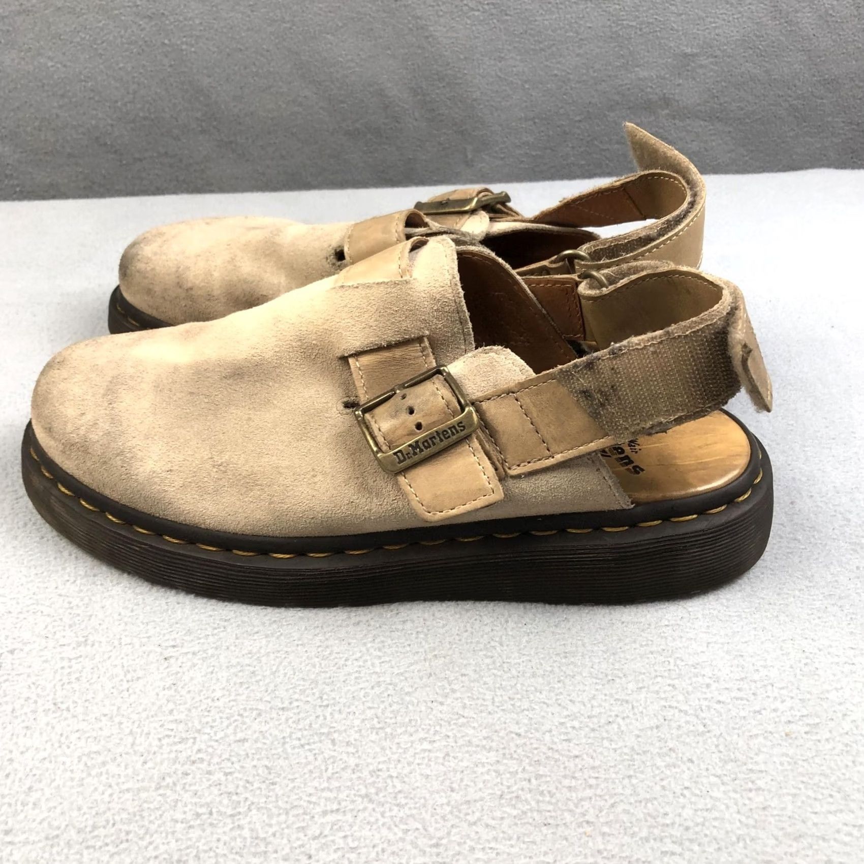 Dr. Martens Dr Martens Mens Size 8 Beige Jorge II Suede Slingback Buckle Mules Size US 8 / EU 41 - 6 Thumbnail