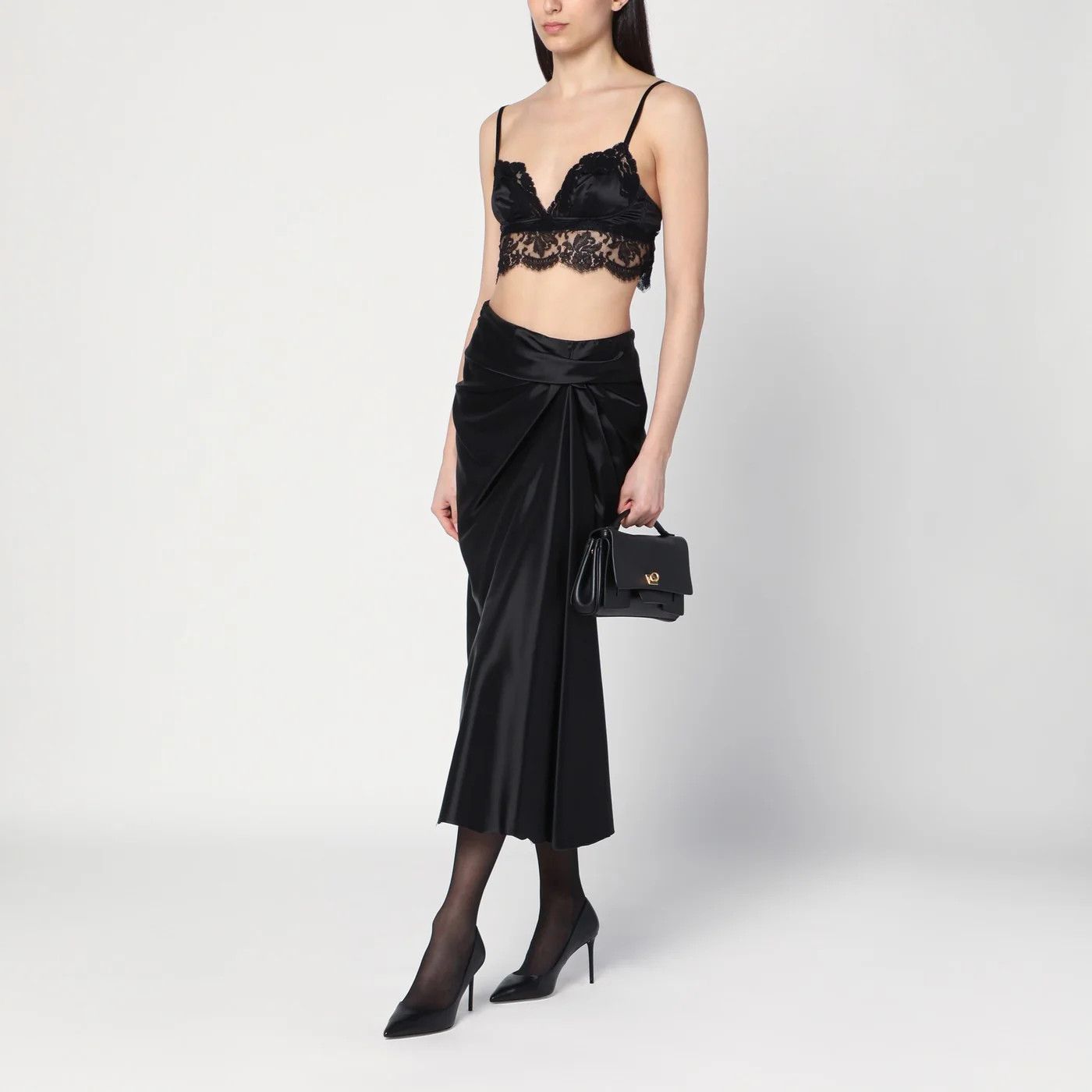 Balenciaga o1d2blof0426 Draped Skirt in Black Size 27" / US 4 / IT 40 - 2 Thumbnail