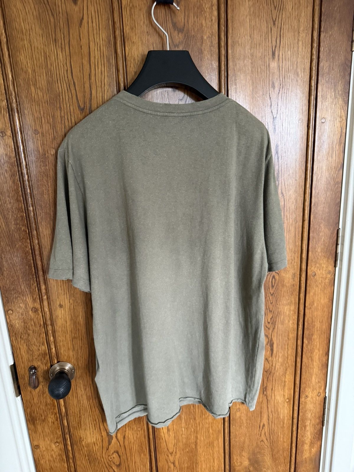 Saint Laurent Paris SS19 Saint Laurent Rive Gauche logo khaki T shirt grail Size US XL / EU 56 / 4 - 13 Thumbnail