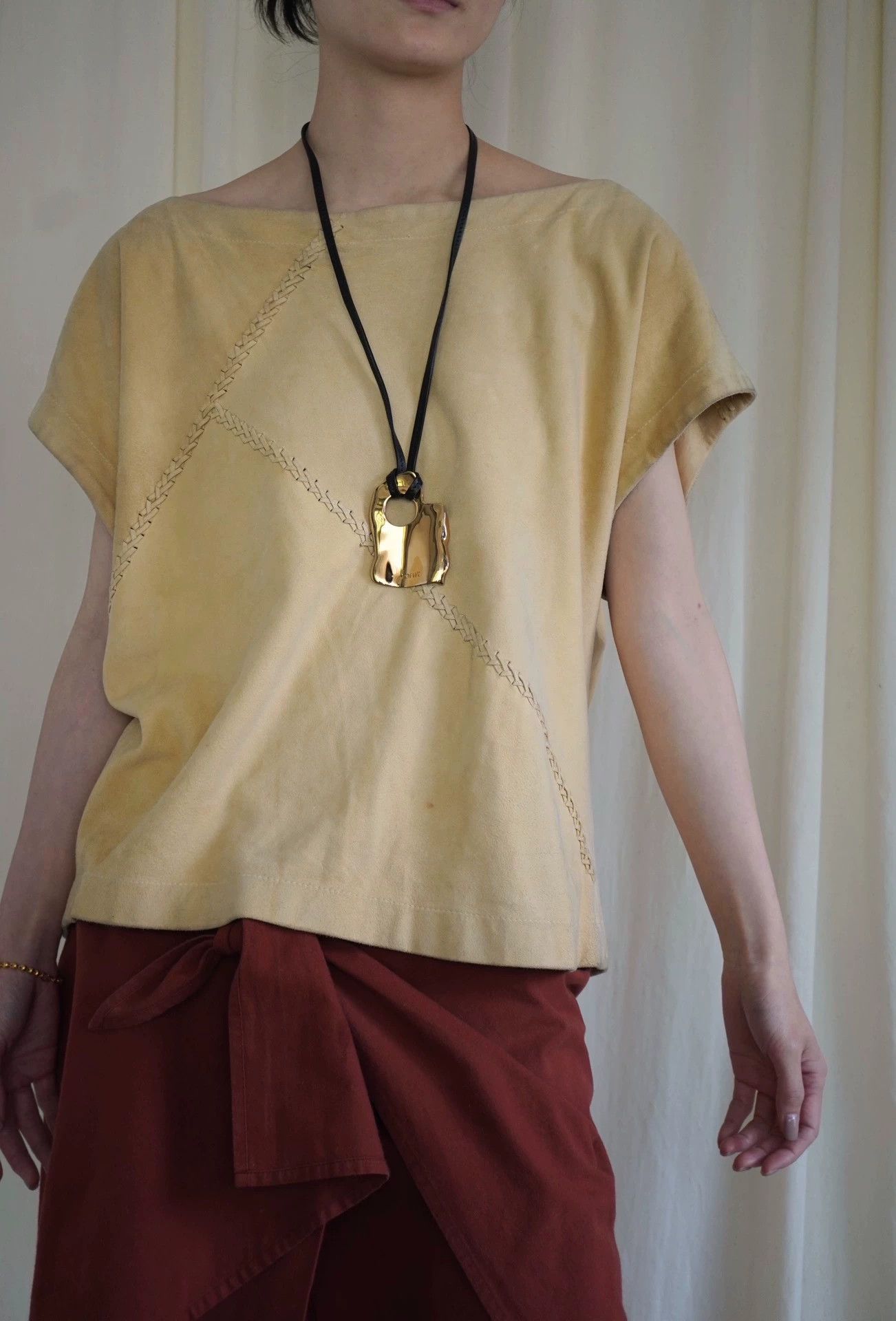 Issey Miyake Issey Miyake 1991 Woven Sheepskin Tuxedo Top Yellow Suede M Size M / US 6-8 / IT 42-44 - 5 Thumbnail