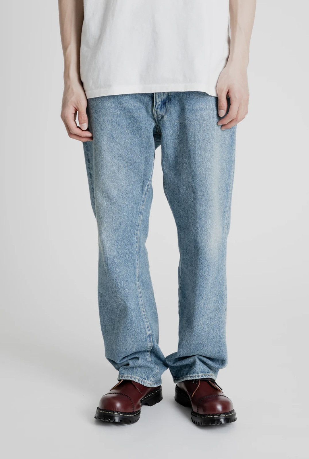 Kaptain Sunshine Skate Shoecut Denim Pants - Indigo Usedwash