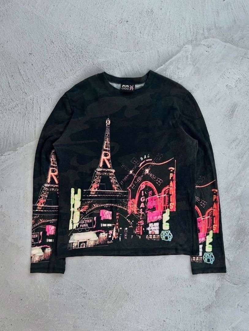Jean Paul Gaultier Eiffel Tower Print Long Sleeve Tee Size US M / EU 48-50 / 2 - 1 Thumbnail