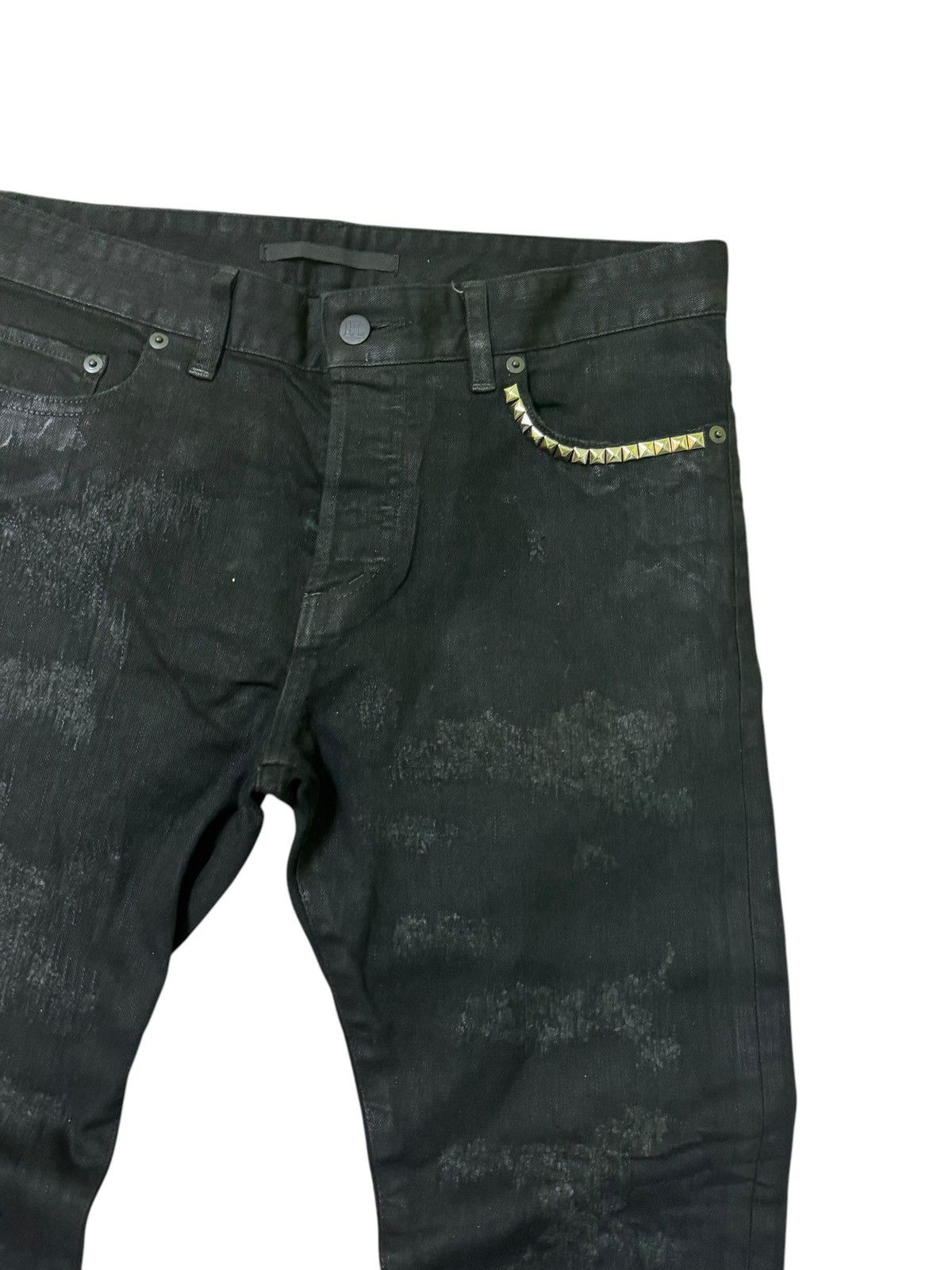 Vintage RARE ARCHIVE HL WAXED DAMAGE COATING SKIN SLIM DENIM Size US 31 - 5 Thumbnail