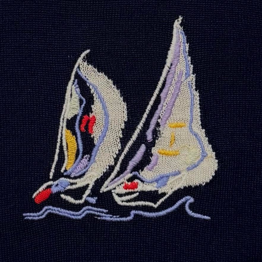 J.Crew J Crew Merino Wool Sweater Navy Blue Sailboat XL Coastal Size XL / US 12-14 / IT 48-50 - 5 Thumbnail