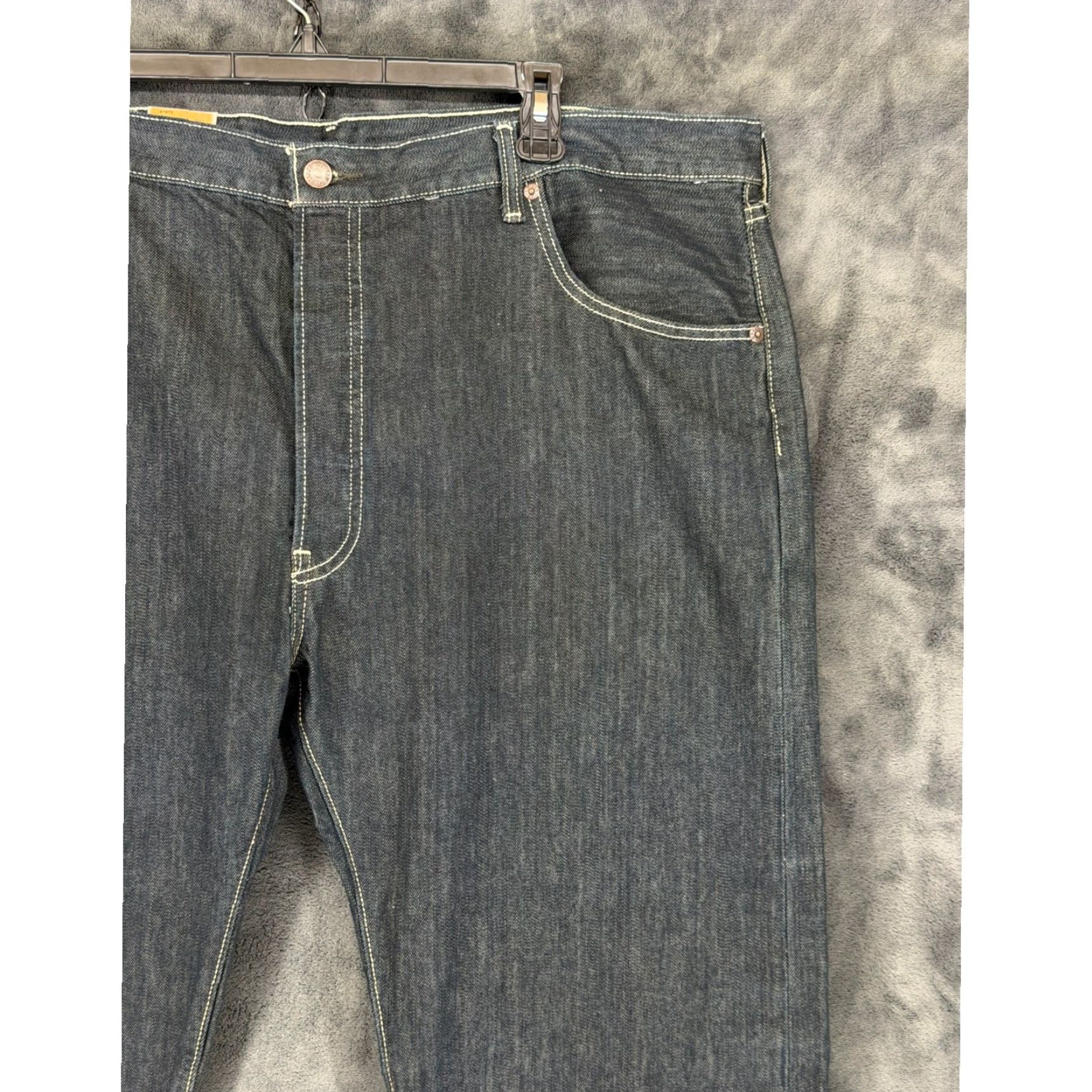 Levi's Levi's 501 Original Fit Jeans 42x32 Dark Wash Indigo Straight Leg Mens Jeans Regular Rise Button Fly 5-Pocket Denim Water-Less Size US 42 / EU 58 - 3 Thumbnail
