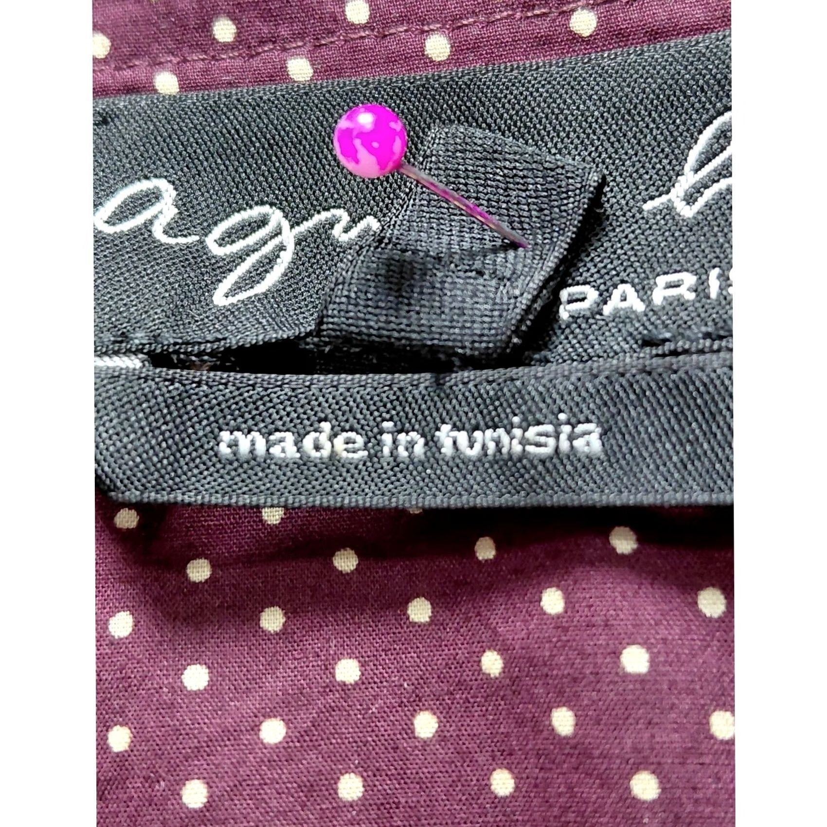 Vintage agnèS b. PARIS Burgundy Long Sleeve Cotton Button-Up Shirt Size 36 Size XS / US 0-2 / IT 36-38 - 4 Thumbnail