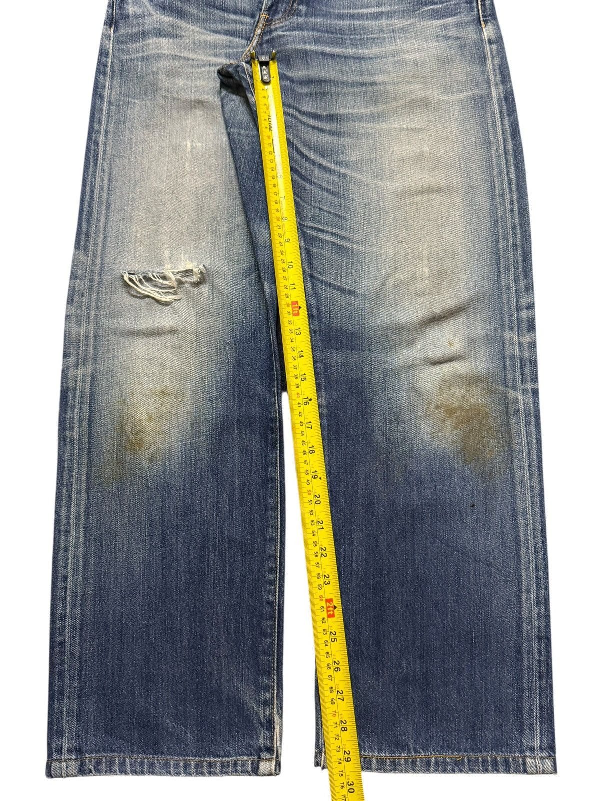 Levi's Vintage Y2K Levis 503 Blue Bleached Distress Wide Leg Loose Size US 33 - 10 Thumbnail