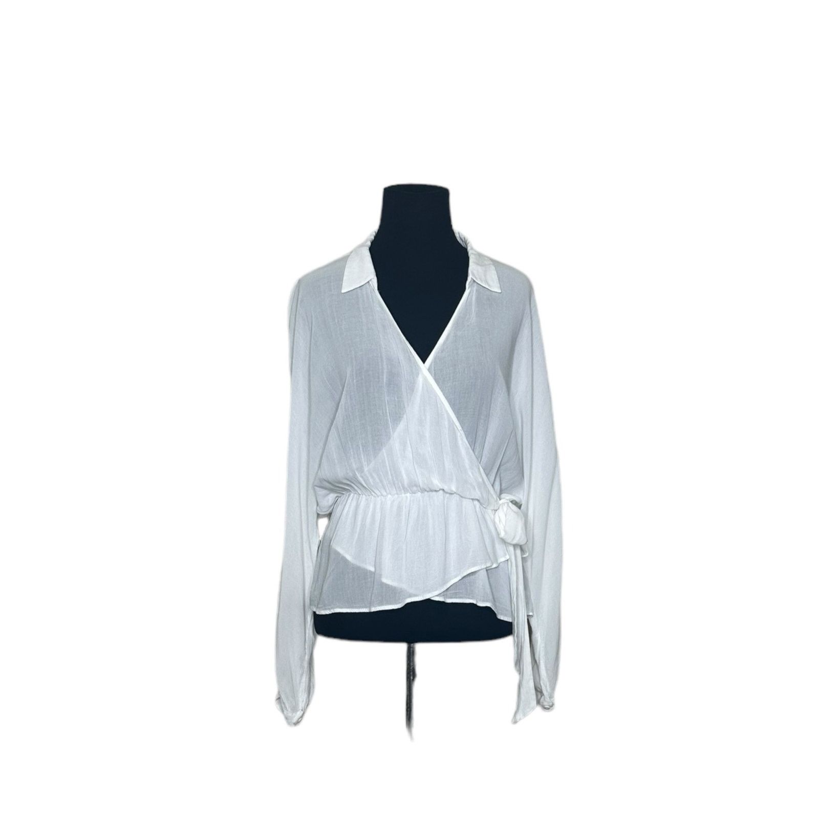 Zara Zara white sheer long sleeves peplum blouse size small Size S / US 4 / IT 40 - 5 Thumbnail