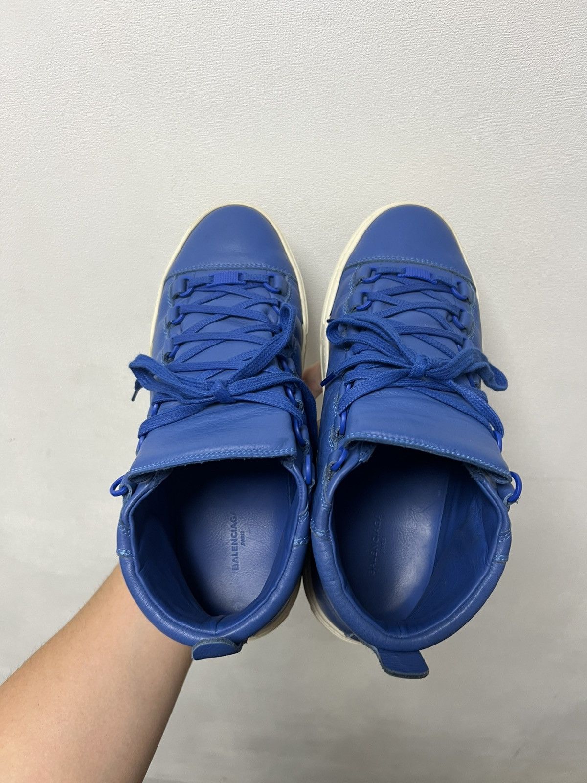Balenciaga Balenciaga Arena Navy Blue Suede White Leather High Tops Size US 9 / EU 42 - 10 Thumbnail