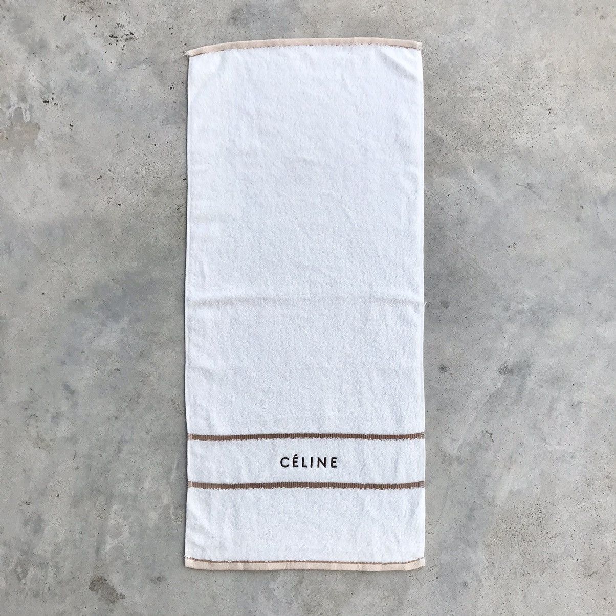 Celine Céline Hand Towel White / Brown Size ONE SIZE - 3 Thumbnail