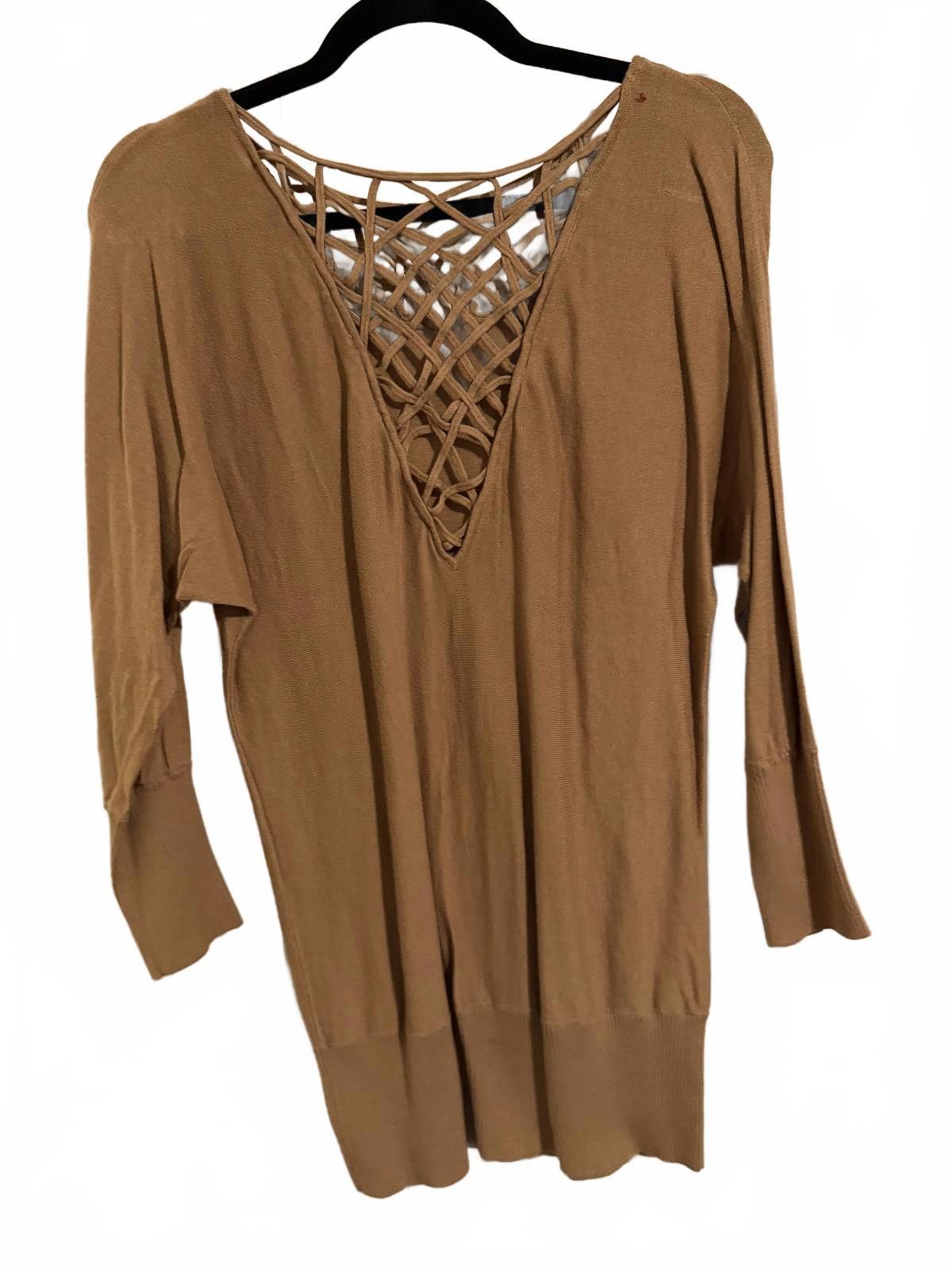 Other Cache Brown Knit Sweater with Decorative Neck Detail Size M Size M / US 6-8 / IT 42-44 - 4 Thumbnail