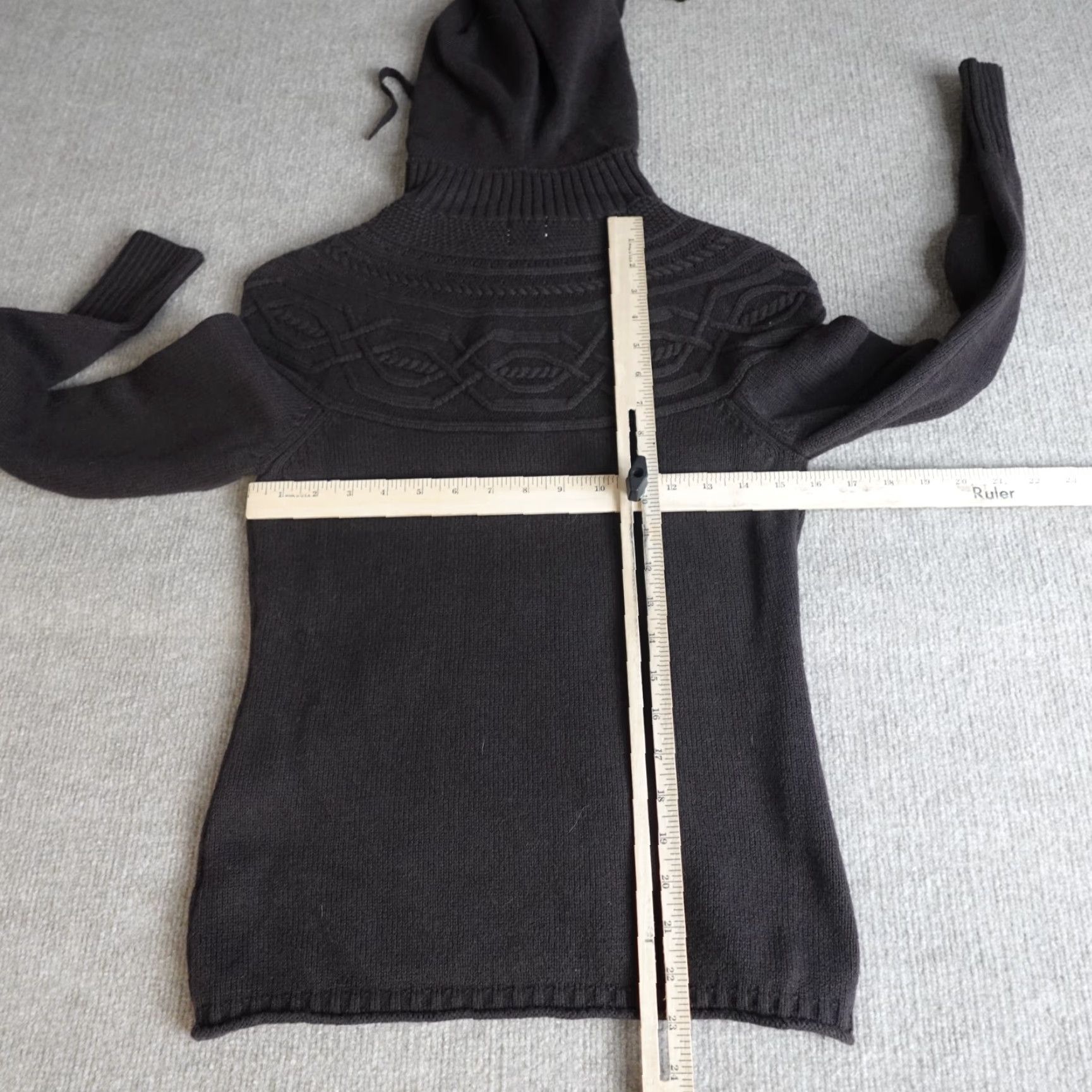 Vintage Title Nine Womens Sweater Small Brown Hoodie 1/4 Zip Shirt Womens S Brown 1/4 Zip Pullover Knit Cotton Blend Wool Regular Long Sleeve ◆ Size S / US 4 / IT 40 - 3 Thumbnail