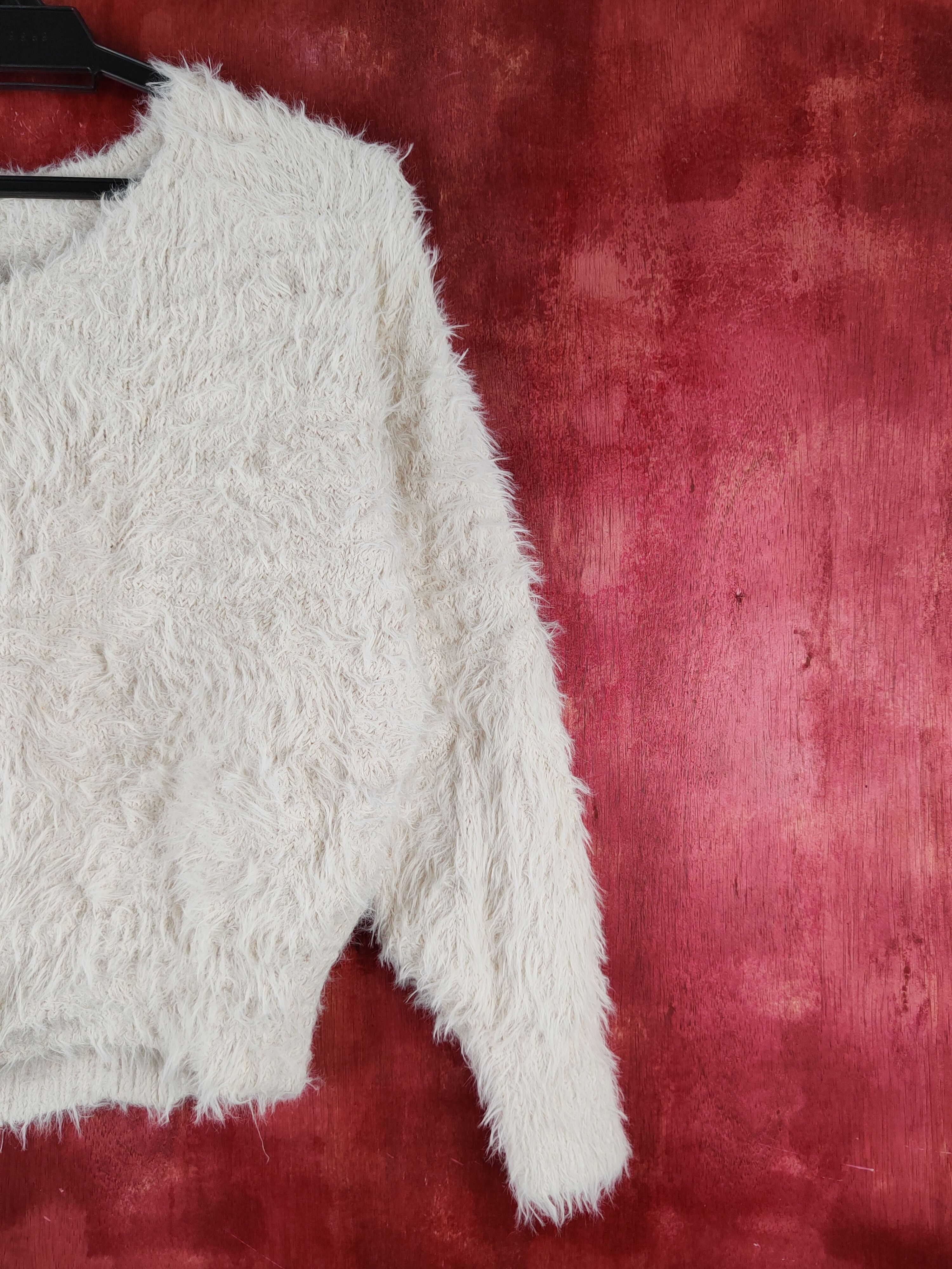 GU GU Cream Shag Shaggy Fur Mohair Knitwear #S2181 Size S / US 4 / IT 40 - 5 Thumbnail