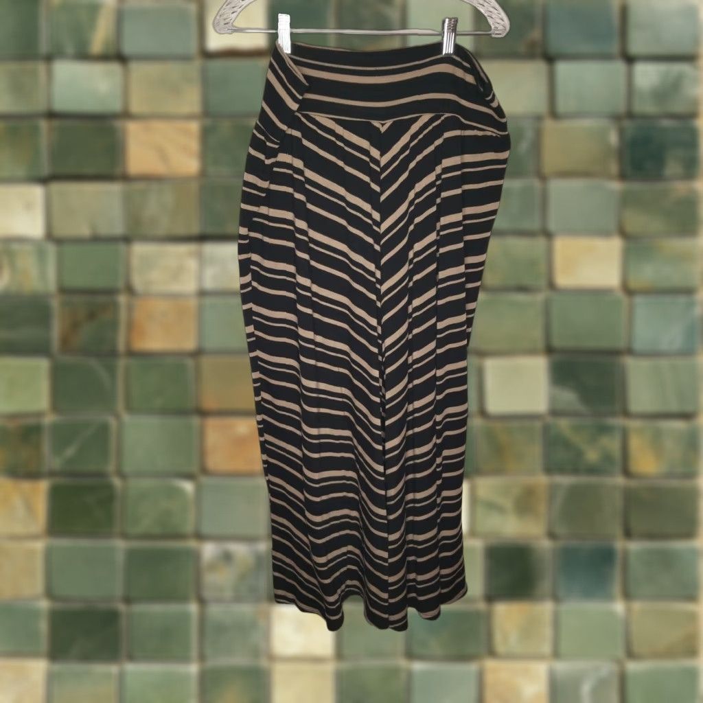 Vintage VINTAGE I.N. Studio Womens Maxi Skirt Plus Size 2X Long Brown Black Striped Dress Size XXL / US 16-18 / IT 52-54 - 1 Thumbnail