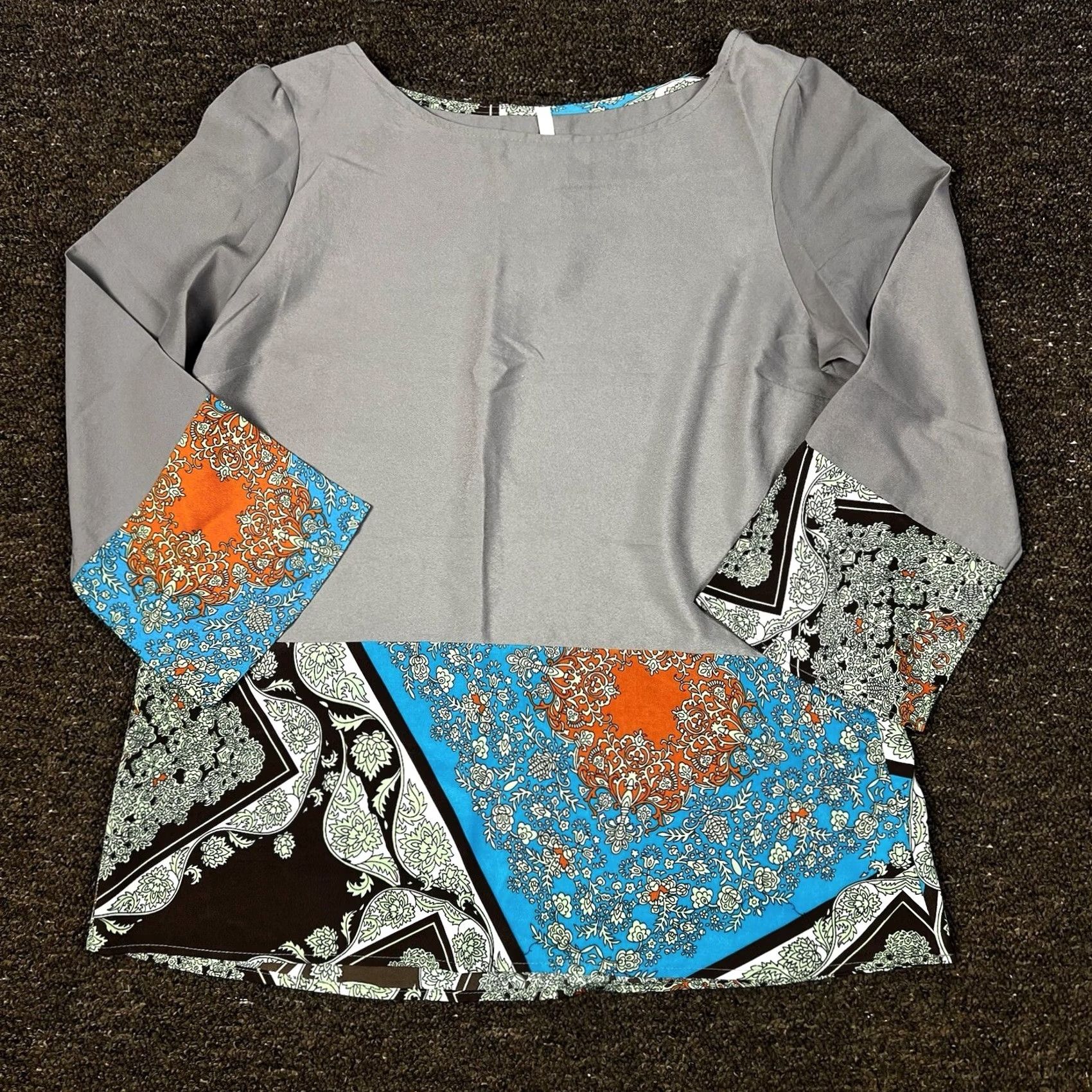 Vintage Trinity Blouse Womens Floral Paisley 3/4 Sleeve Medium Beige Regular Size M Easy Care Lightweight Knit Shirt Clothing Size M / US 6-8 / IT 42-44 - 5 Thumbnail